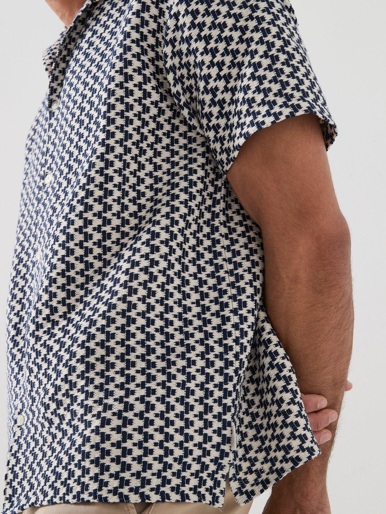 Image 5 of 5 of Jack & Jones Montauk Short Sleeve Crochet Shirt - Navy