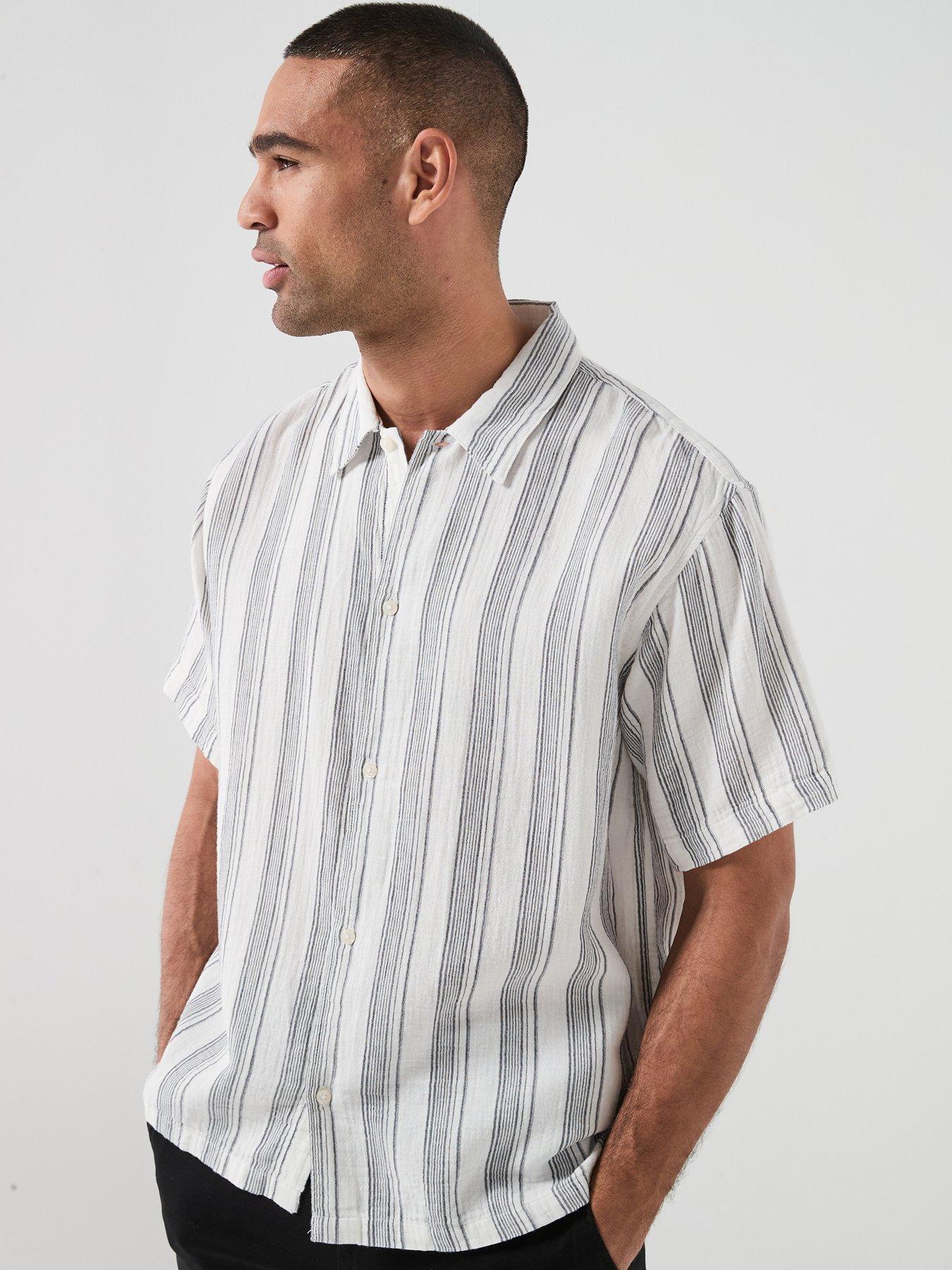 Image 1 of 5 of Jack & Jones Nantucket Double Cloth Short Sleeve Shirt - White