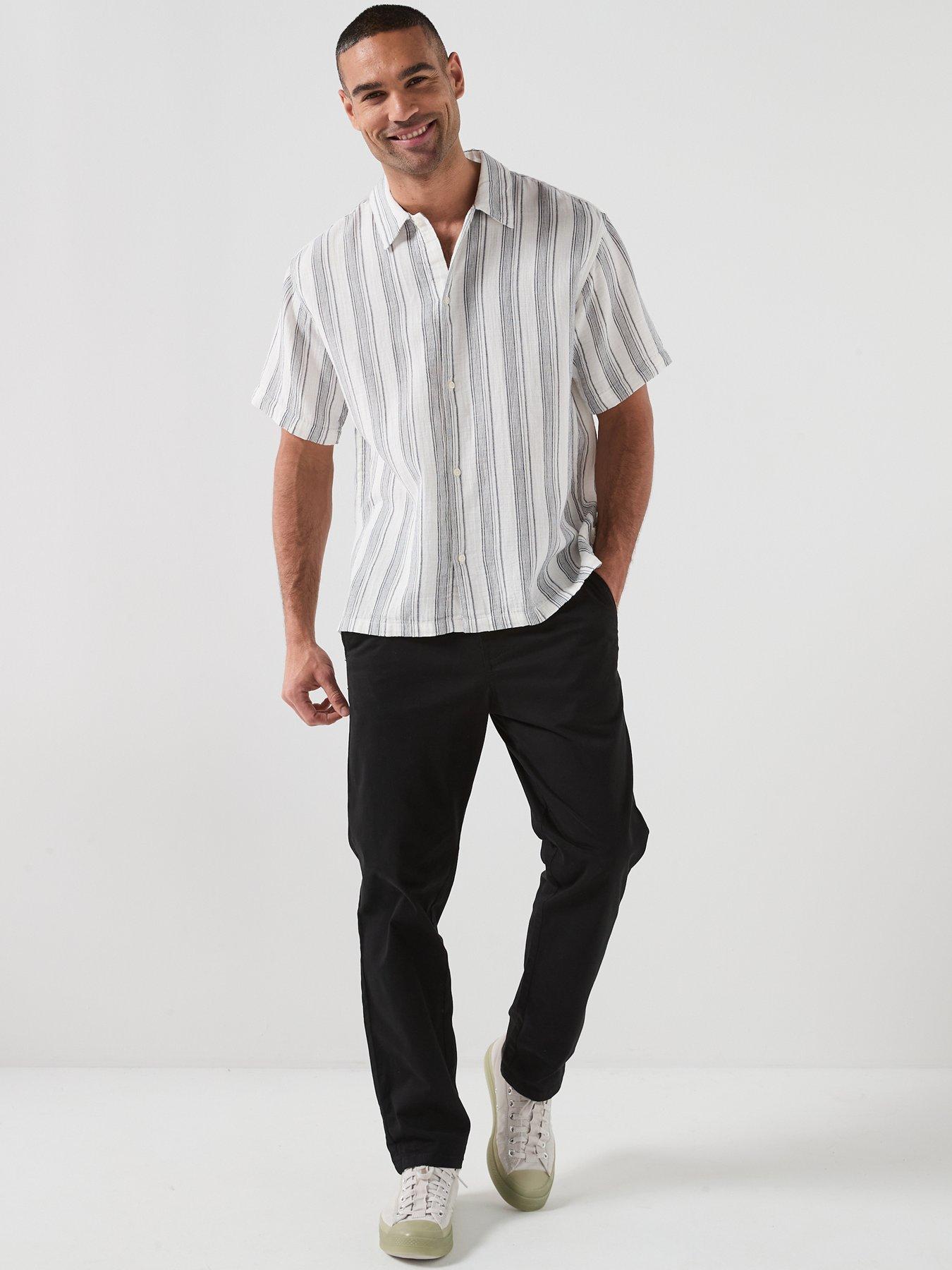Image 3 of 5 of Jack & Jones Nantucket Double Cloth Short Sleeve Shirt - White