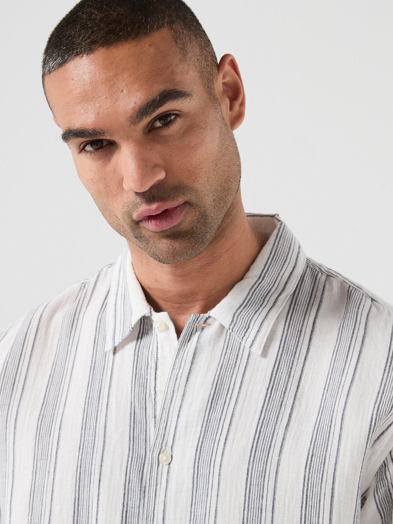 Image 5 of 5 of Jack & Jones Nantucket Double Cloth Short Sleeve Shirt - White