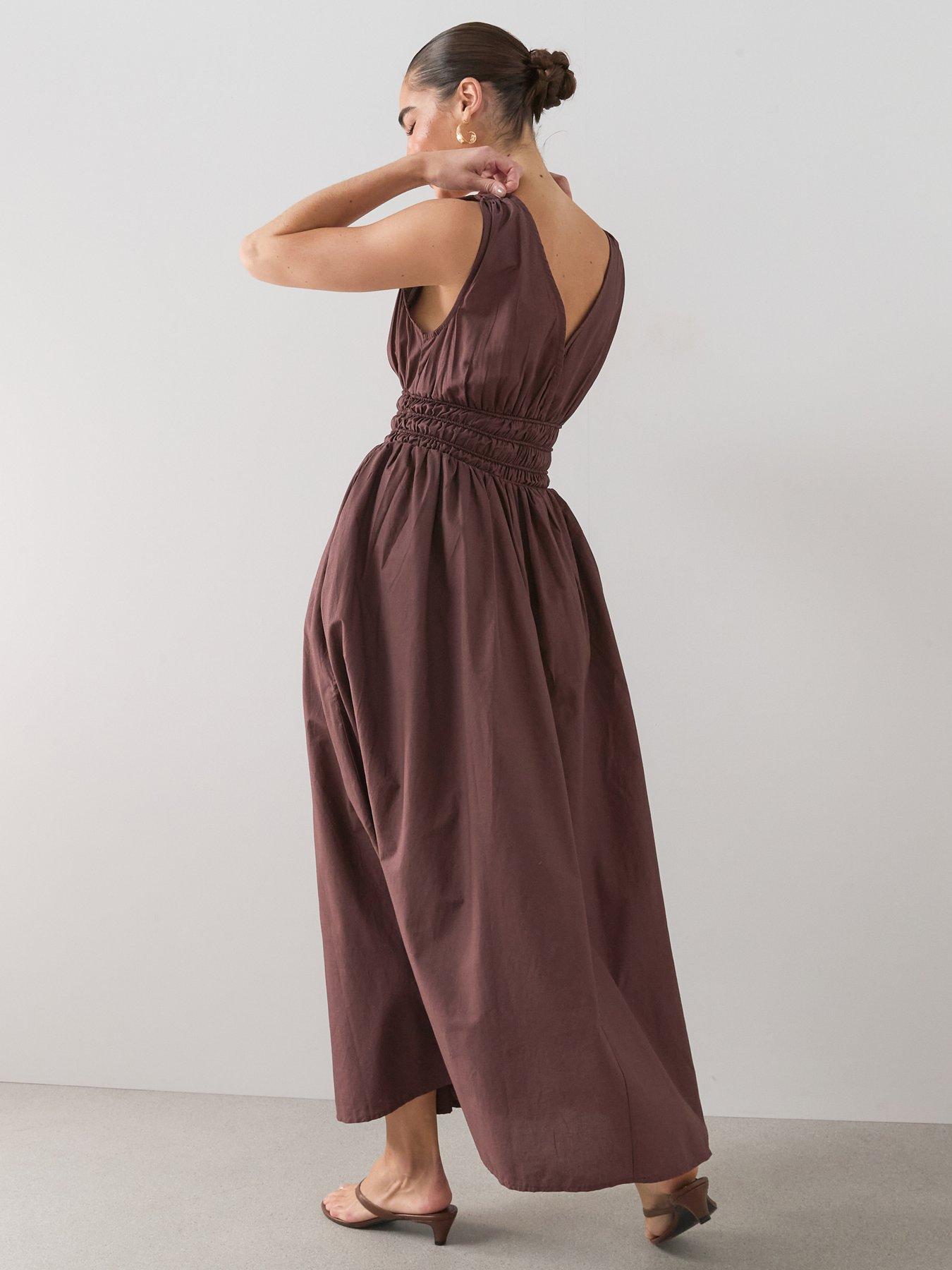 Image 2 of 6 of The Very Collection V Neck Waist Detail Midaxi Dress