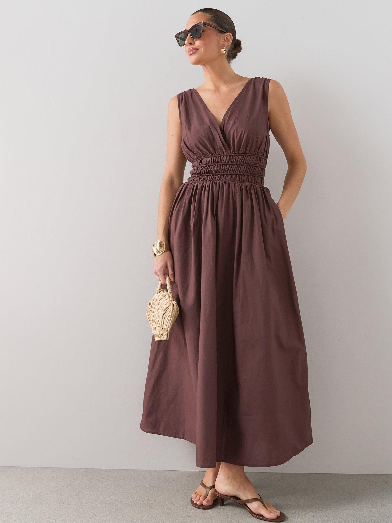 Image 3 of 6 of The Very Collection V Neck Waist Detail Midaxi Dress