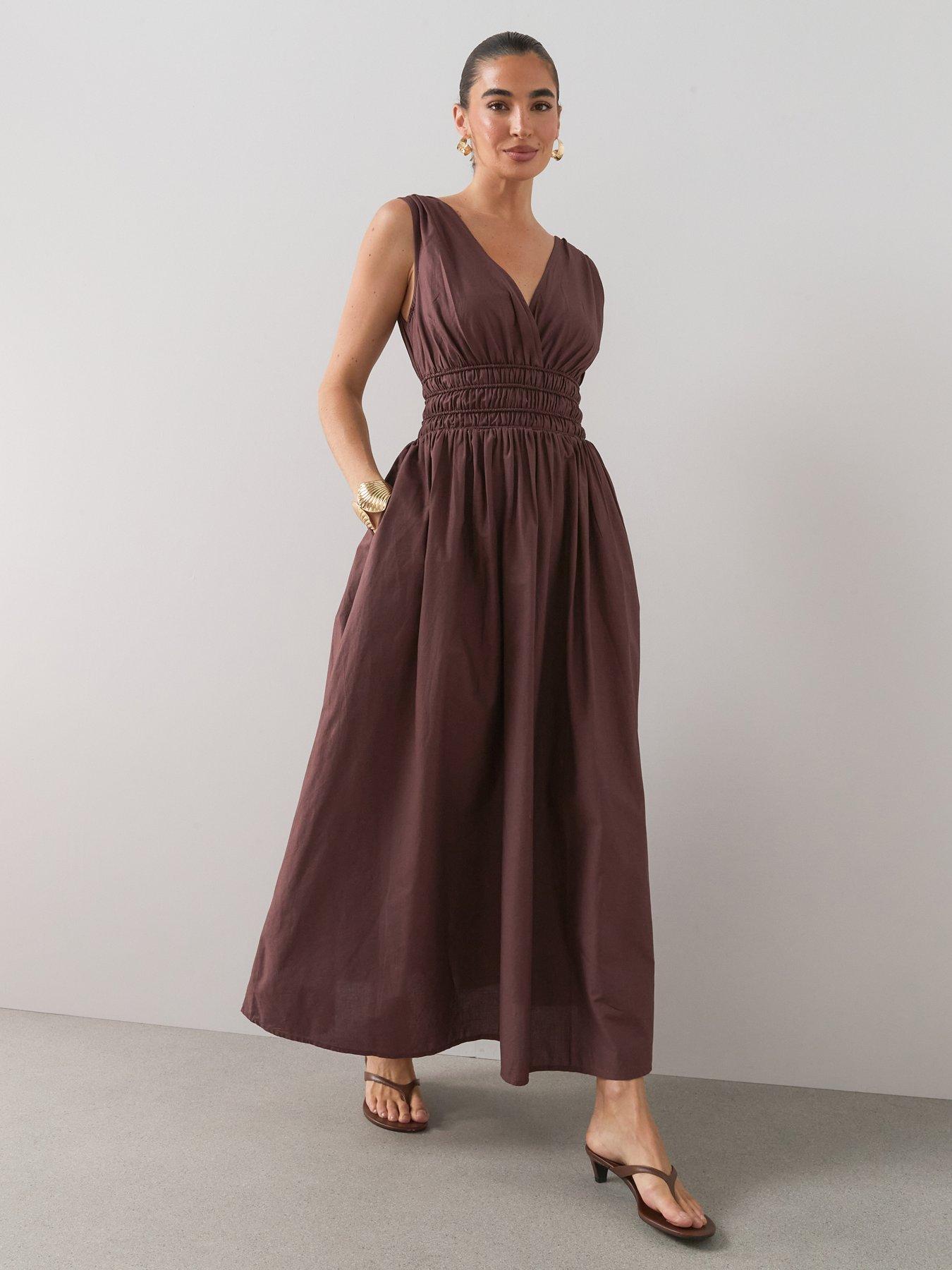 Image 5 of 6 of The Very Collection V Neck Waist Detail Midaxi Dress