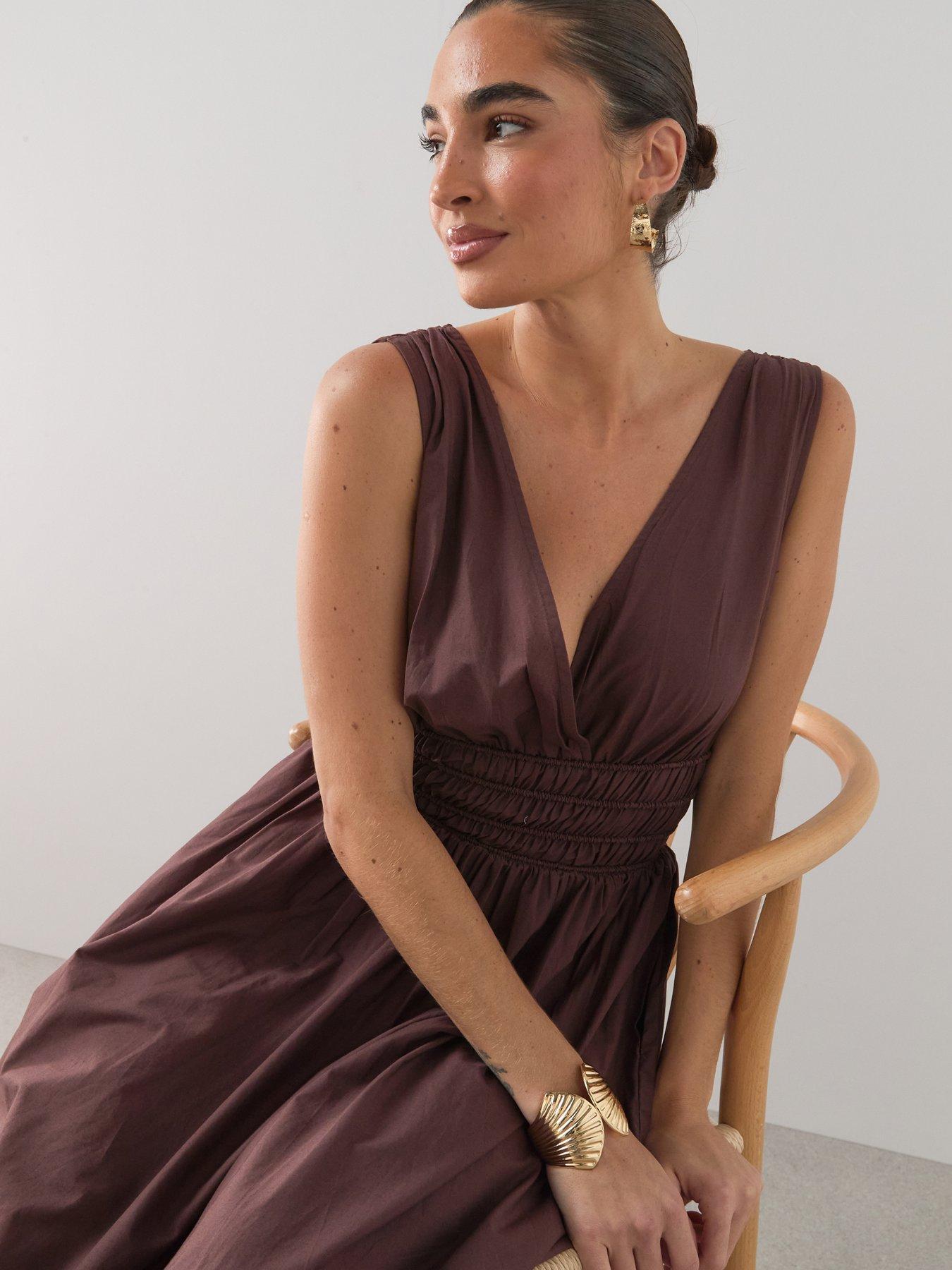 Image 6 of 6 of The Very Collection V Neck Waist Detail Midaxi Dress