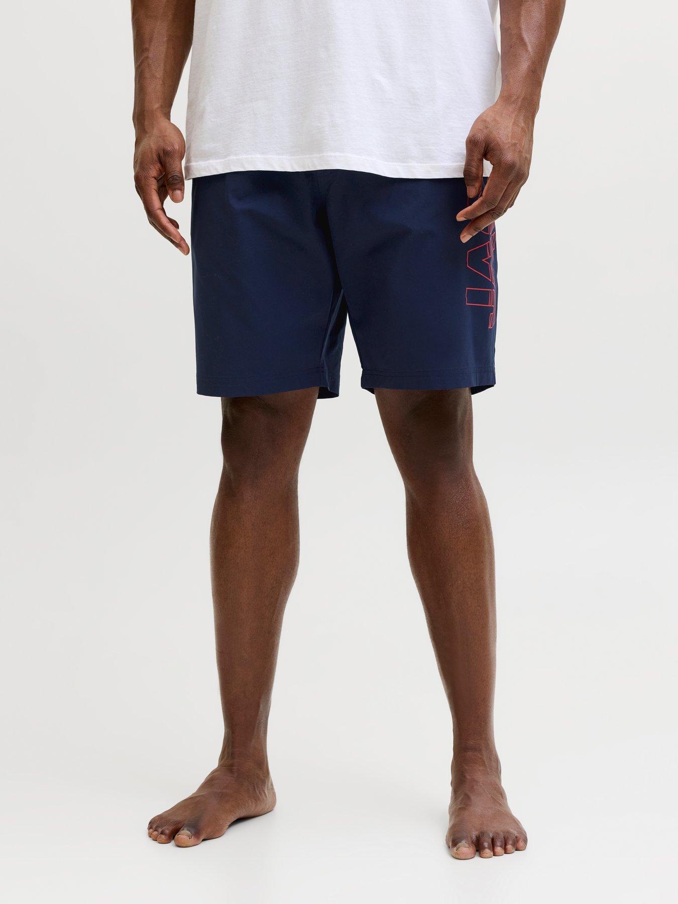 Jack & Jones Plus Maui Wave Logo Swim Shorts, Navy Blazer, Size 44, Men