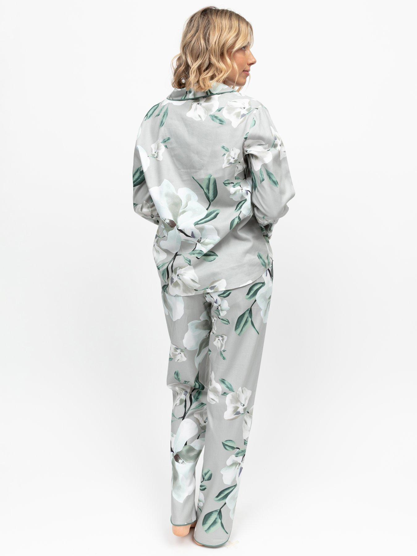 Image 2 of 4 of Cyberjammies Kallie Floral Print Long Sleeve Pyjama Set - Grey