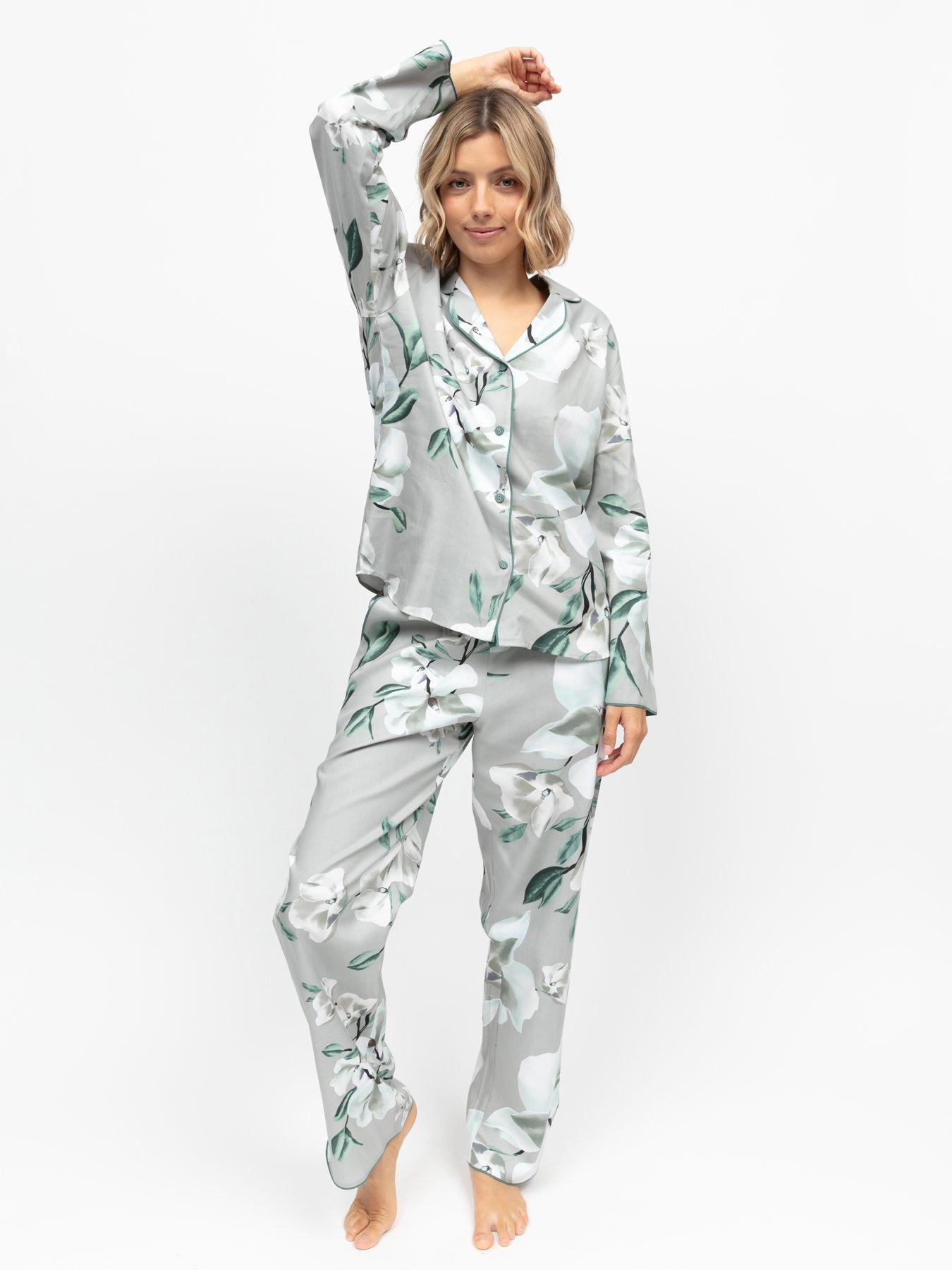 Image 3 of 4 of Cyberjammies Kallie Floral Print Long Sleeve Pyjama Set - Grey