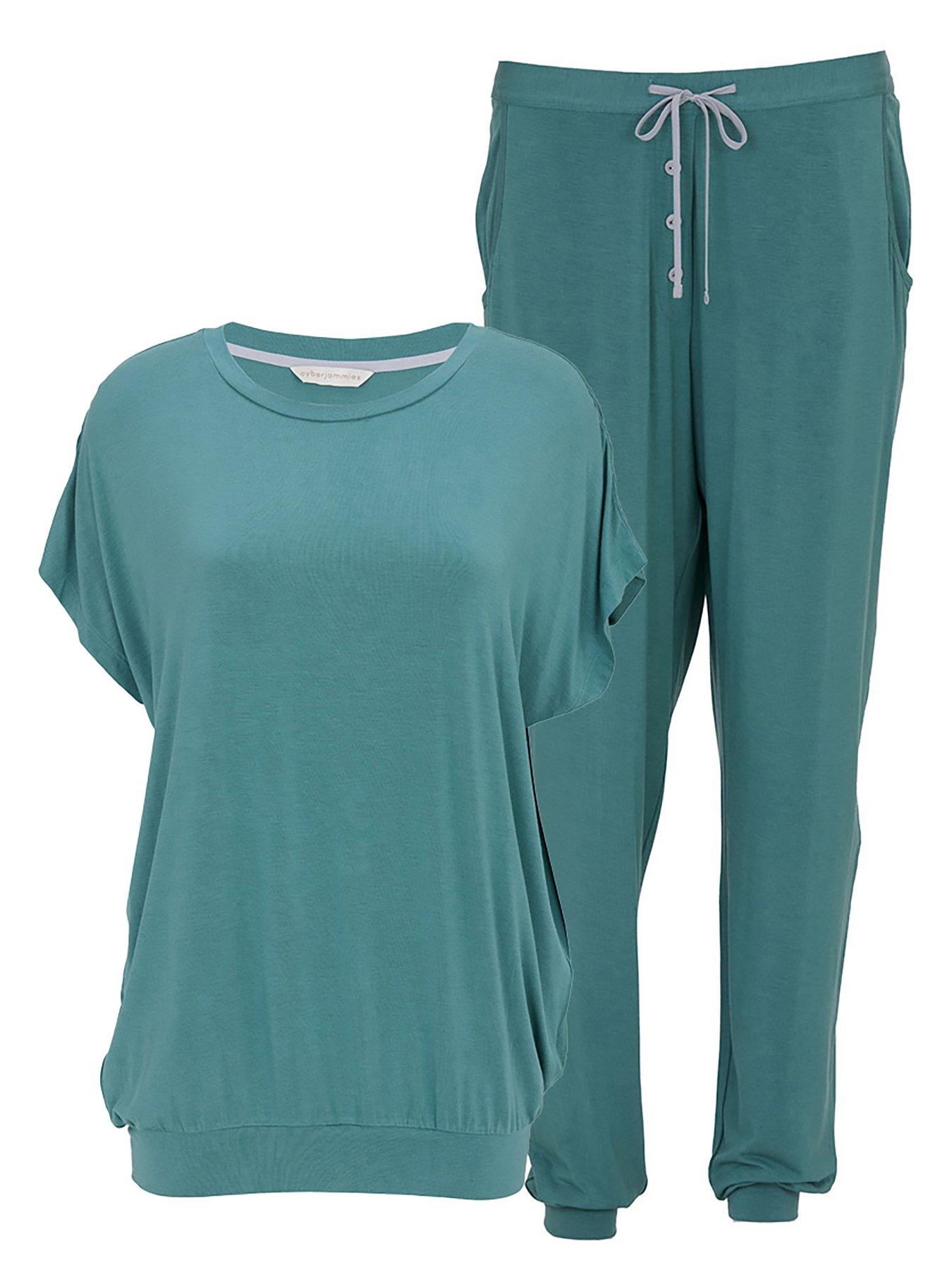 Image 4 of 4 of Cyberjammies Kallie Seafoam Slouch Cap Sleeve Pyjama Set - Sea Foam