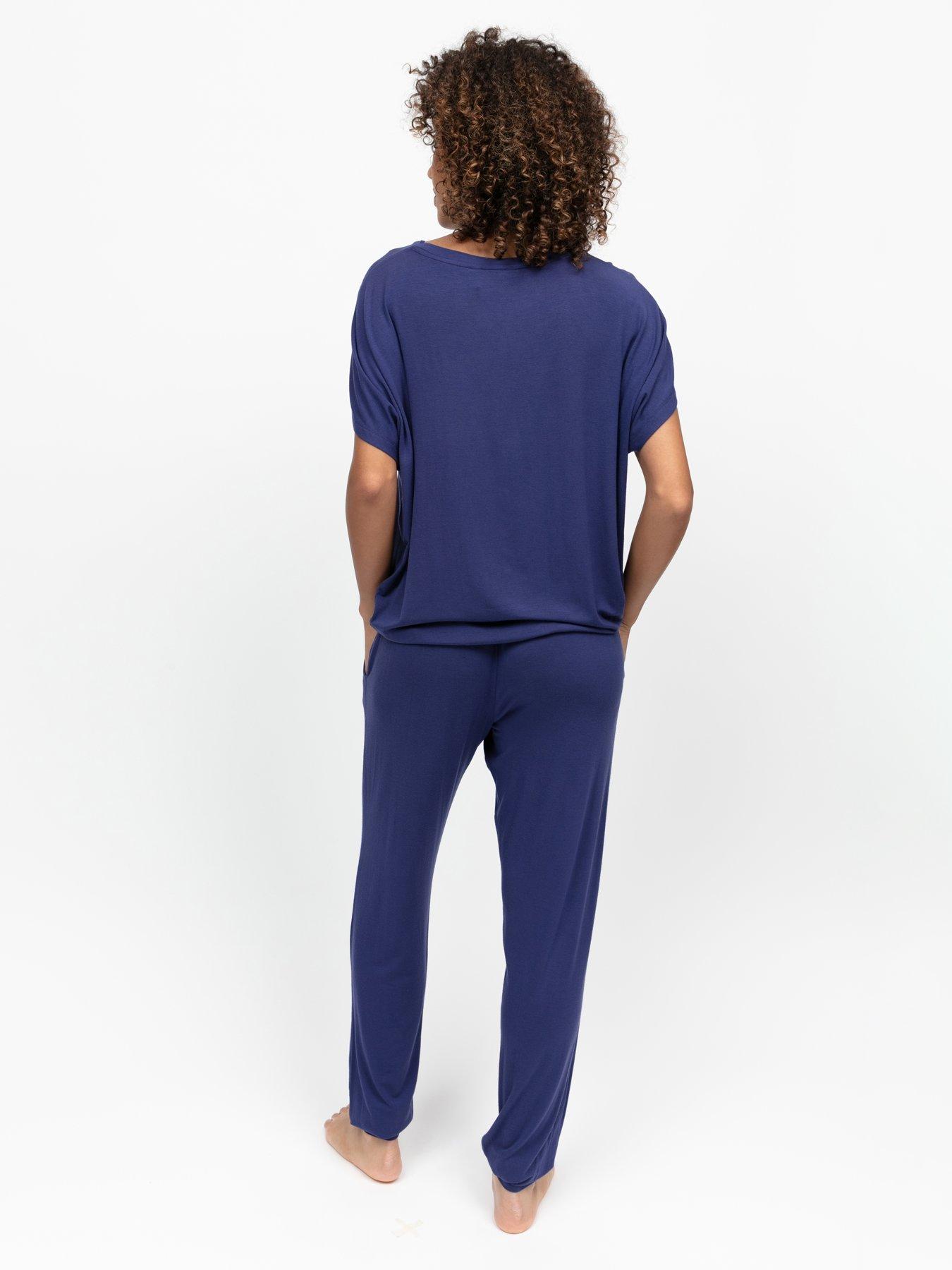 Image 2 of 4 of Cyberjammies Indigo Navy Slouch Cap Sleeve Jersey Pyjama Set - Dark Blue