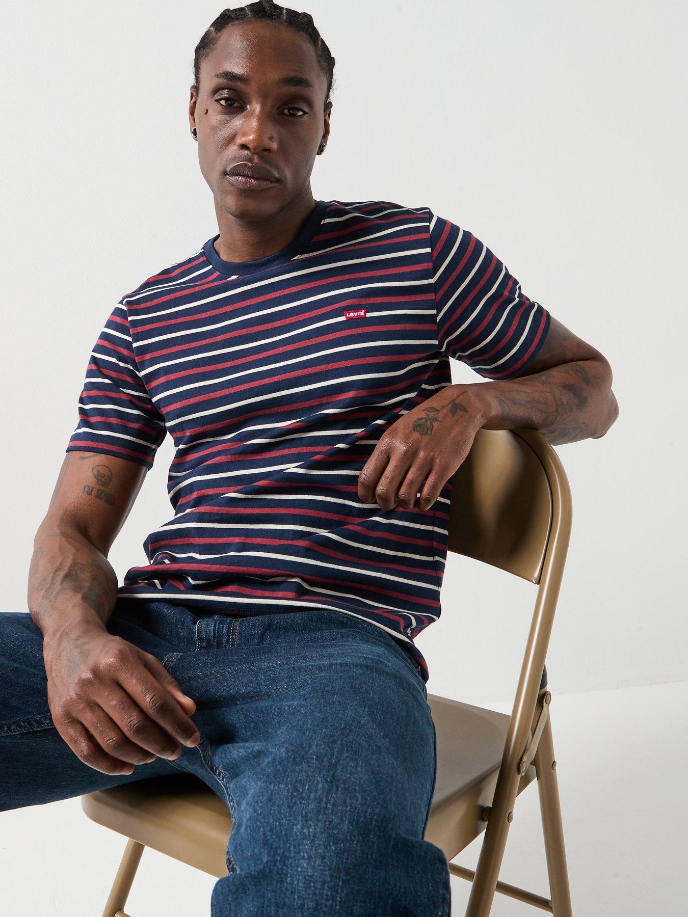 Image 4 of 6 of Levi's Original Housemark Logo Stripe Short Sleeve T-Shirt - Navy