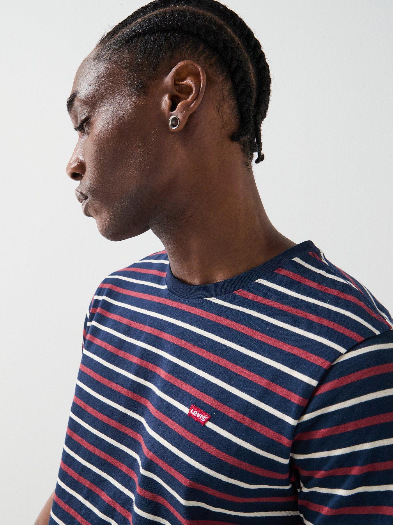 Image 5 of 6 of Levi's Original Housemark Logo Stripe Short Sleeve T-Shirt - Navy