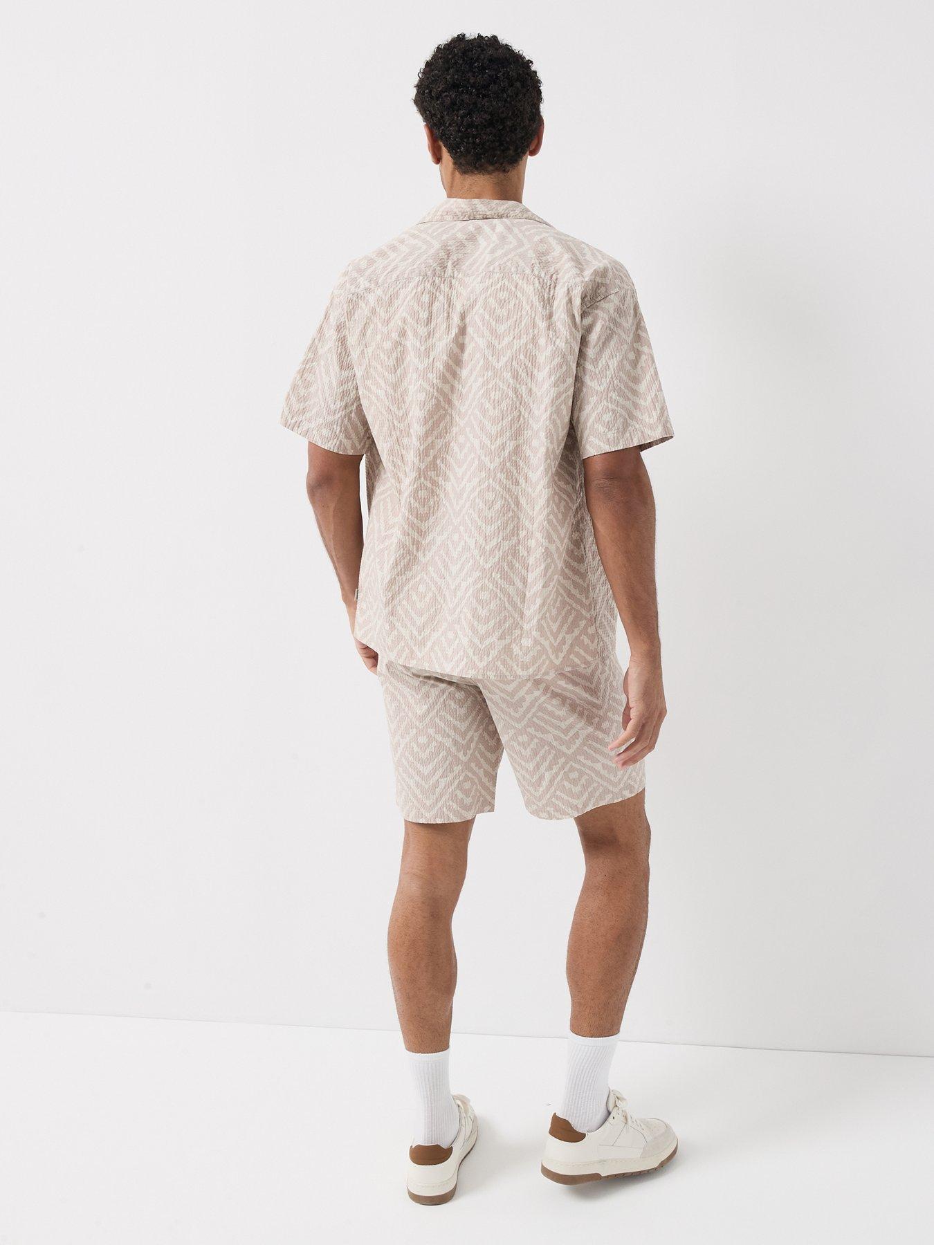 Image 2 of 6 of Jack & Jones Milo Seersucker Resort Shirt And Shorts Set - Beige