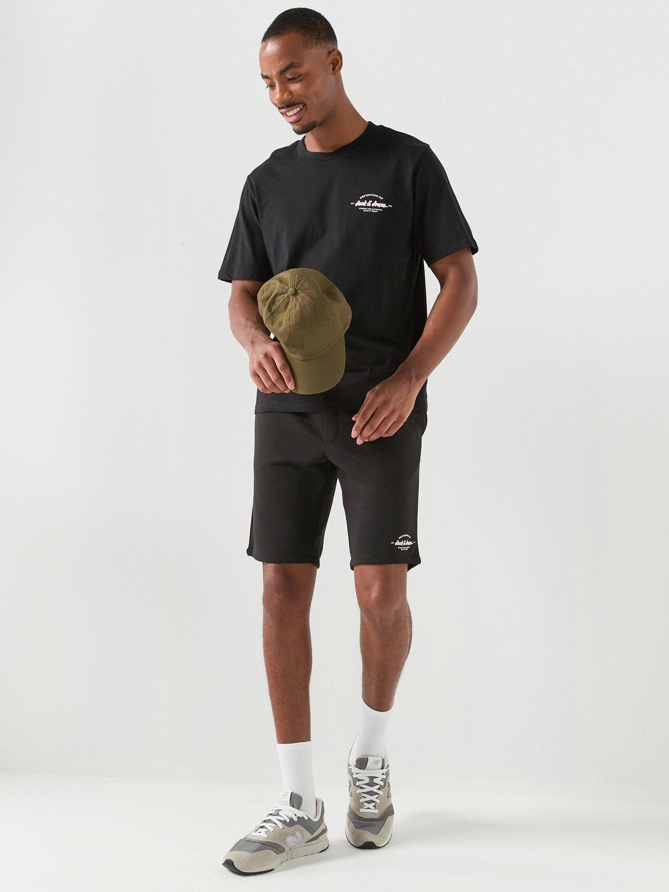 Image 1 of 5 of Jack & Jones Brandon T-Shirt And Shorts Set - Black