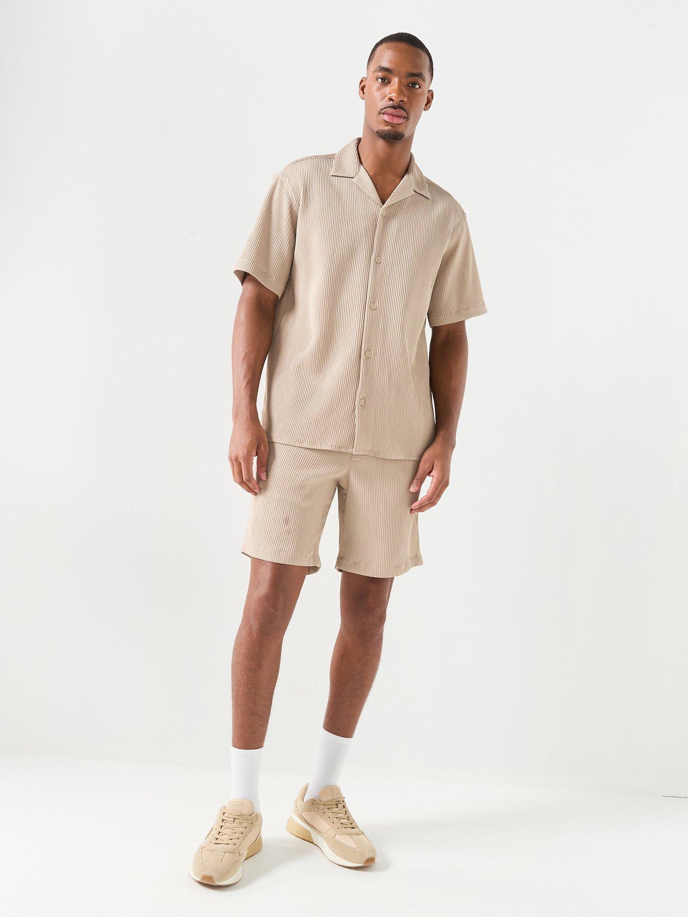 Jack & Jones Harrison Resort Short Sleeve Shirt And Shorts Set - Beige