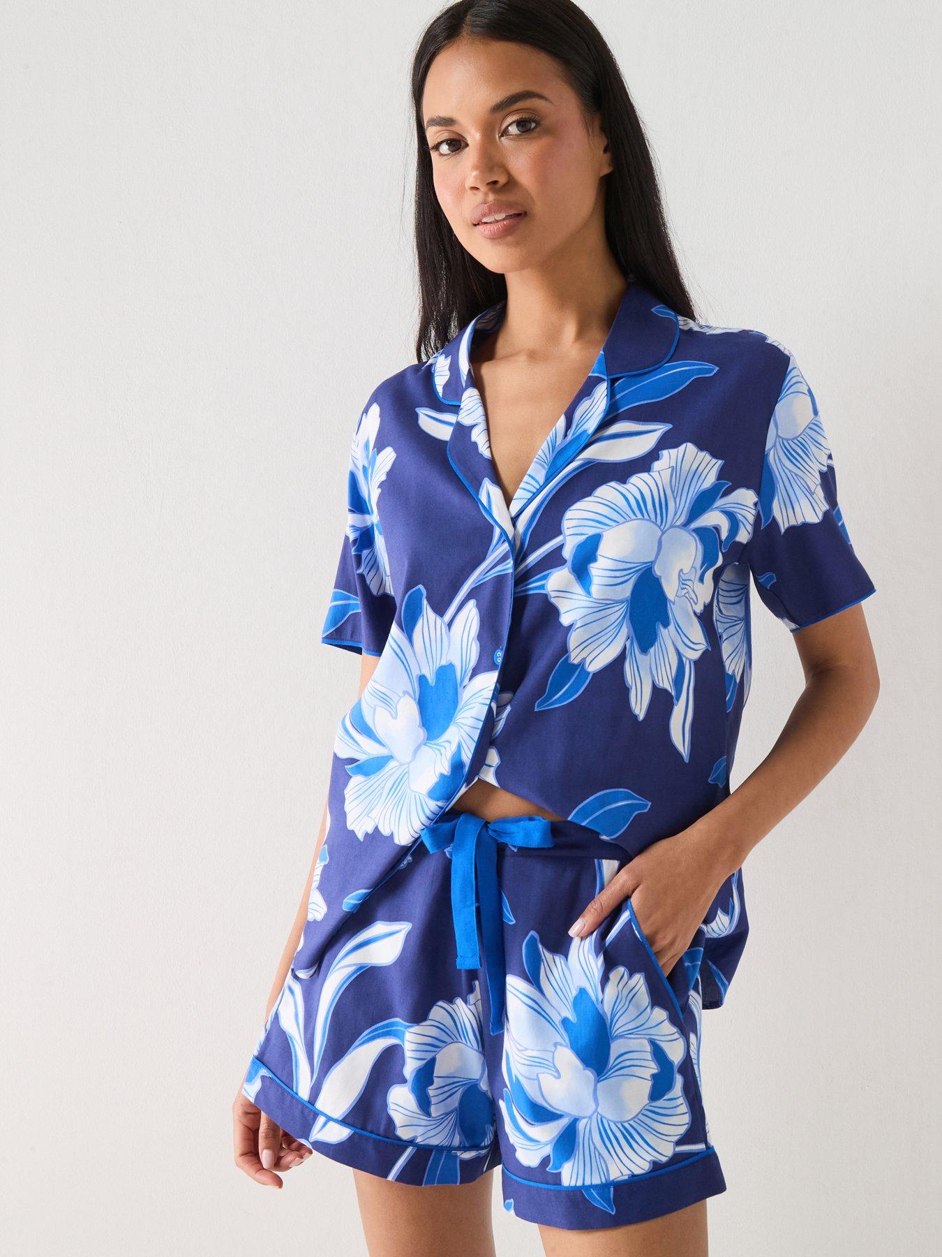 Cyberjammies Essie Navy Floral Short Sleeve Short Pyjama Set - Navy
