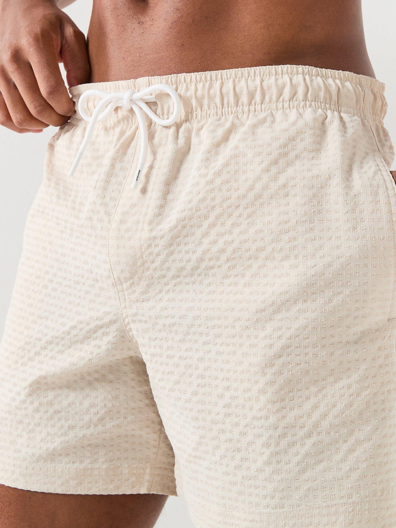 Image 4 of 5 of Jack & Jones Ocean Seersucker Swim Shorts - Off White