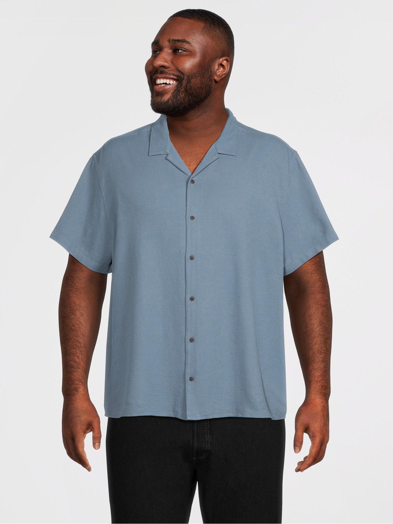Jack & Jones Plus Waffle Resort Short Sleeve Shirt - Blue