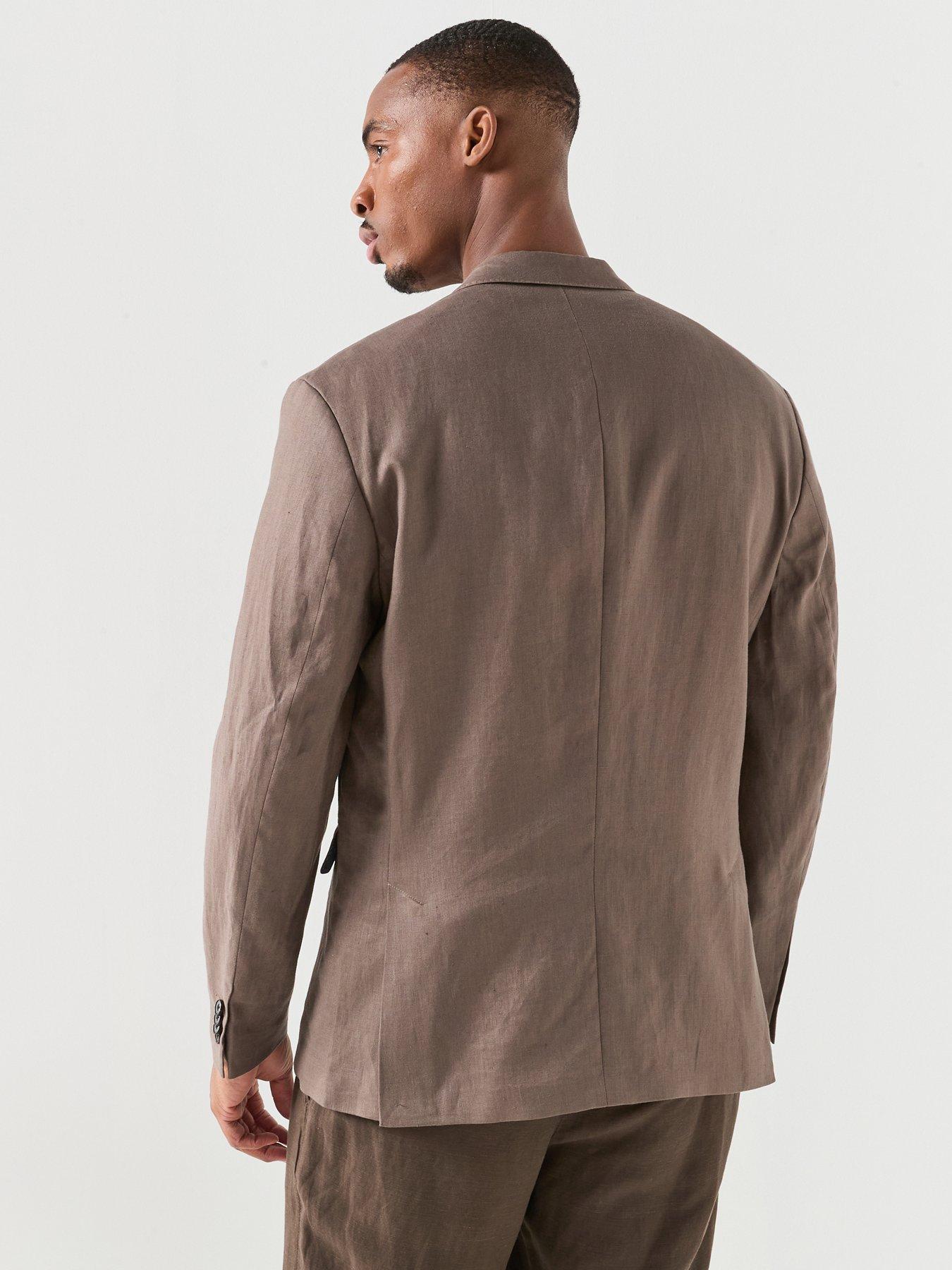 Image 2 of 6 of Jack & Jones Premium Martin Lawrence Linen Suit Jacket - Brown