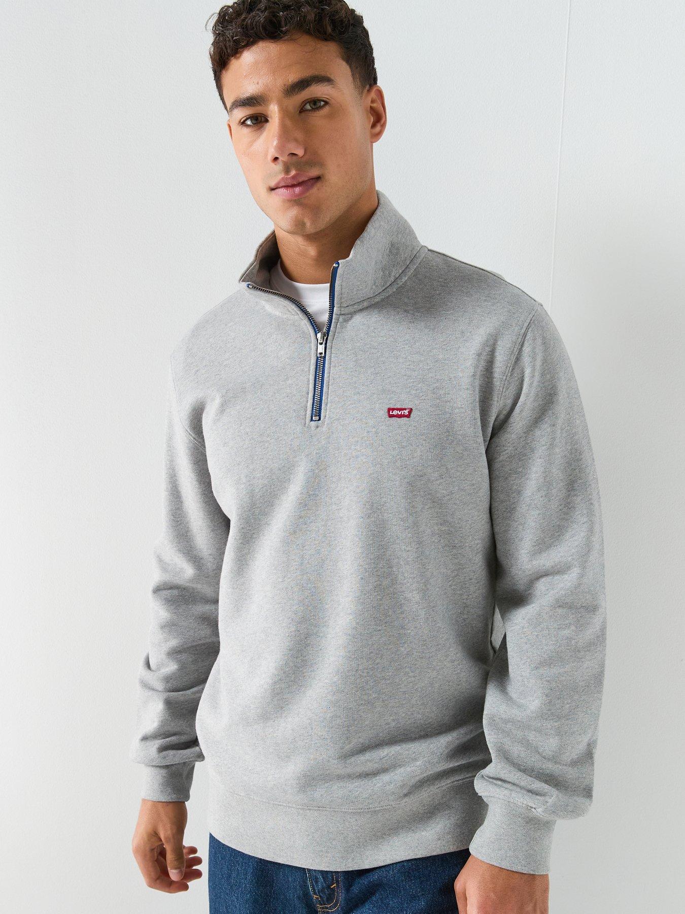 Levi's: Original Housemark Logo 1/4 Zip Sweat Top - Grey