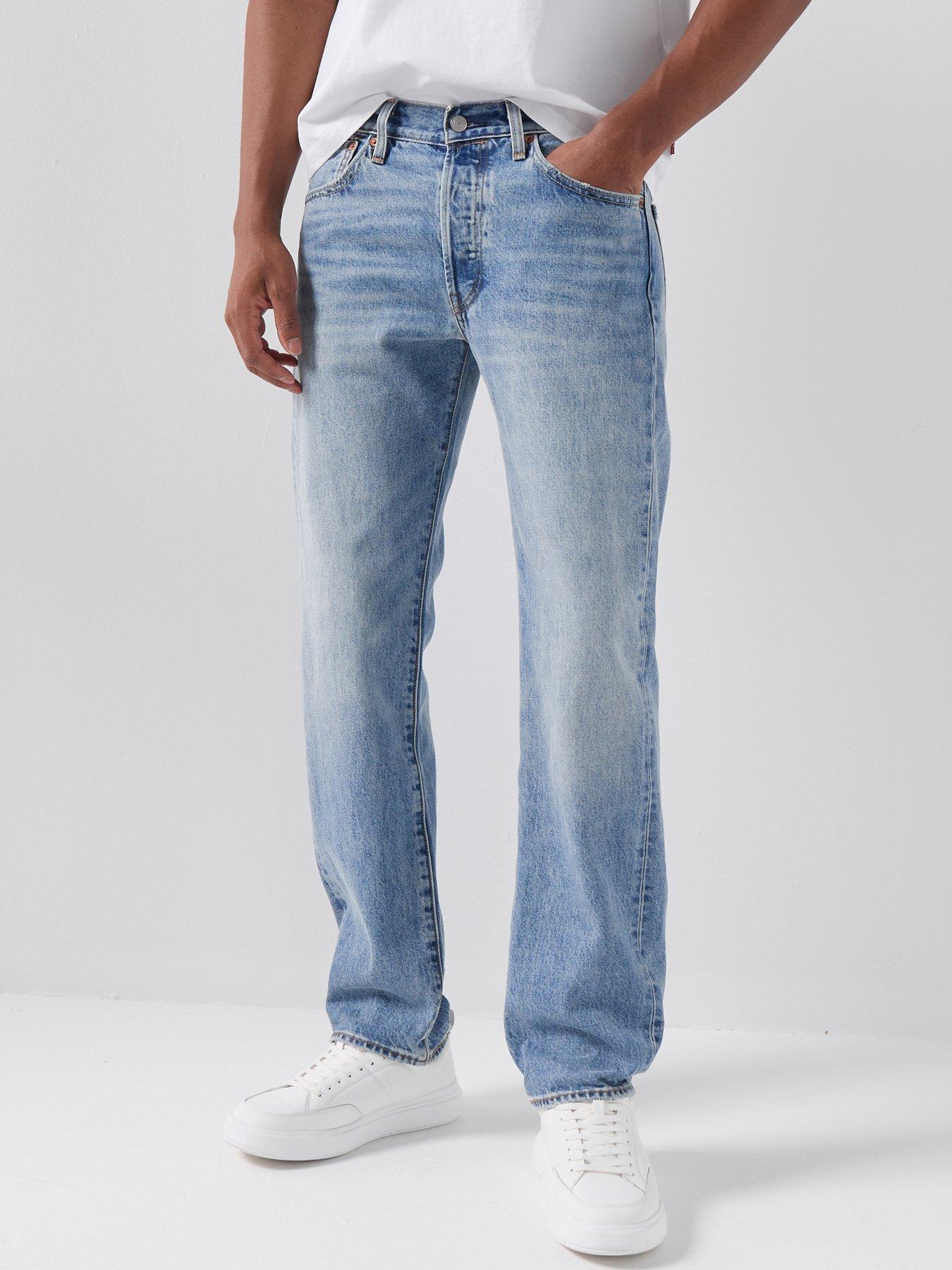 Image 1 of 4 of Levi's 501 Original Straight Fit Selvedge Jeans - Beautiful Disaster Light Blue