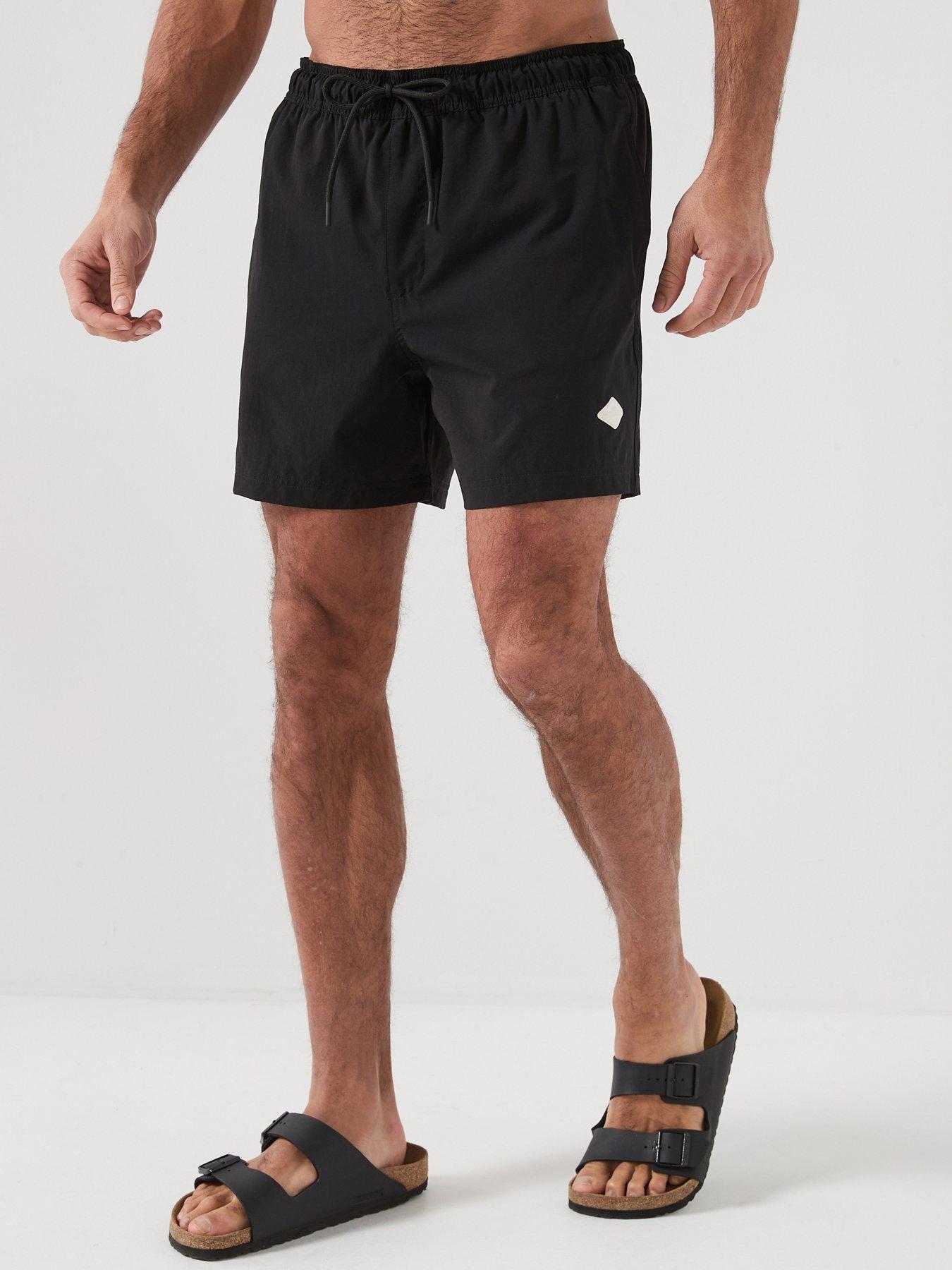 Jack & Jones Maui Tropic Solid Swim Shorts, Black, Size 2Xl, Men