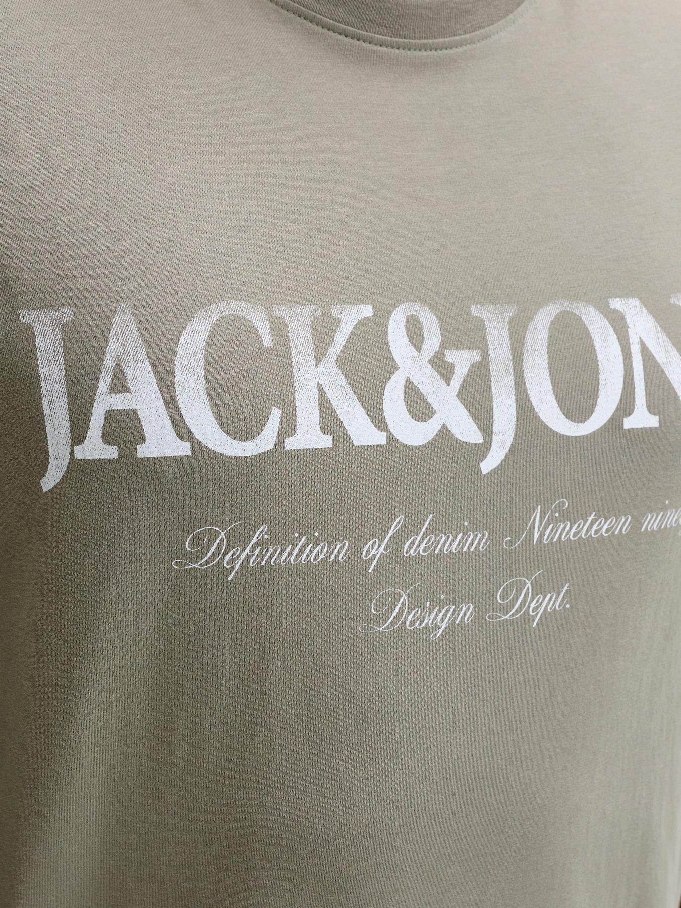 Image 5 of 5 of Jack & Jones Plus Devin Daytona Print T-Shirt - Khaki