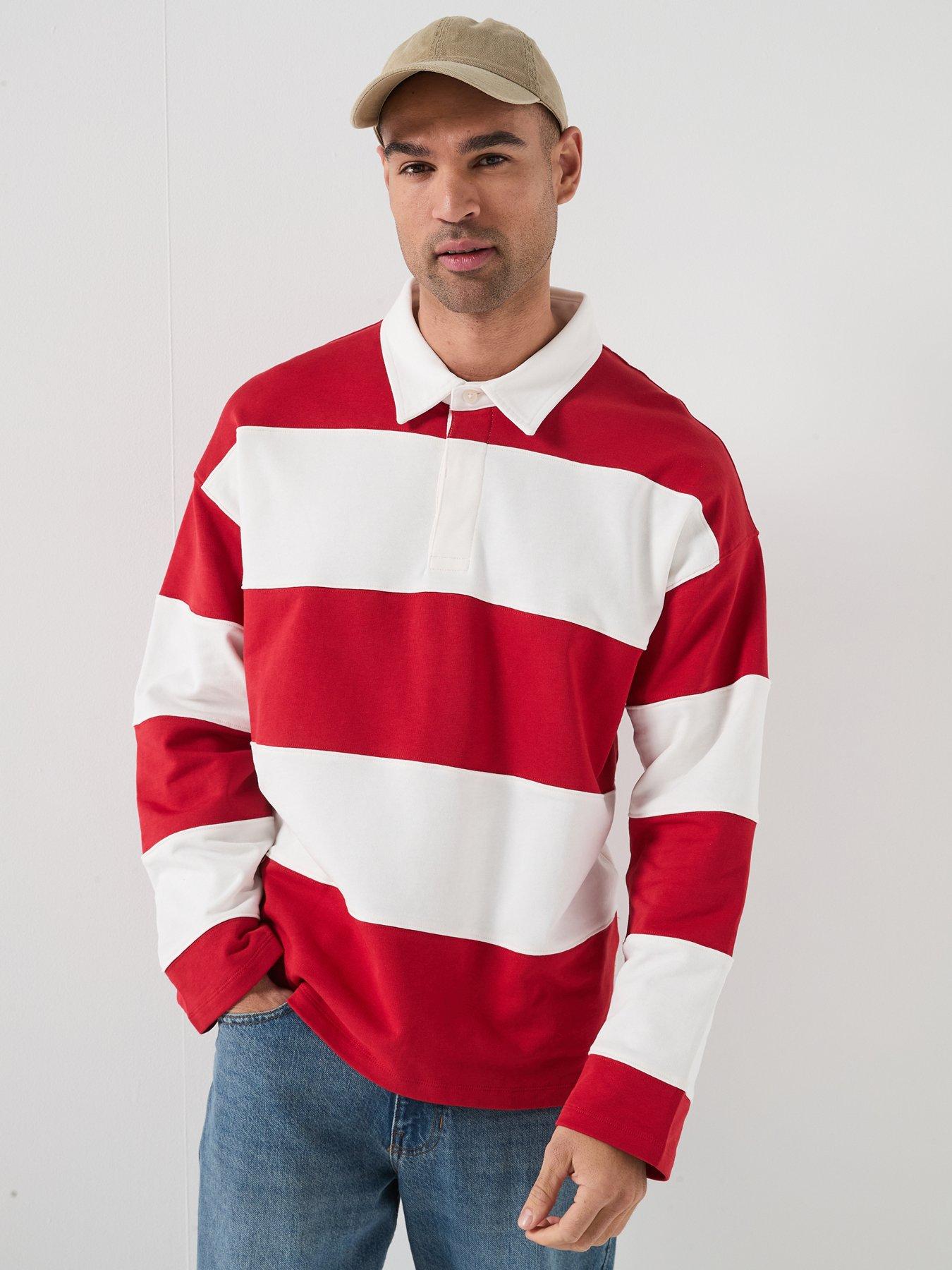 Jack & Jones Upstate Rugby Long Sleeve Sweat Polo Shirt - Red