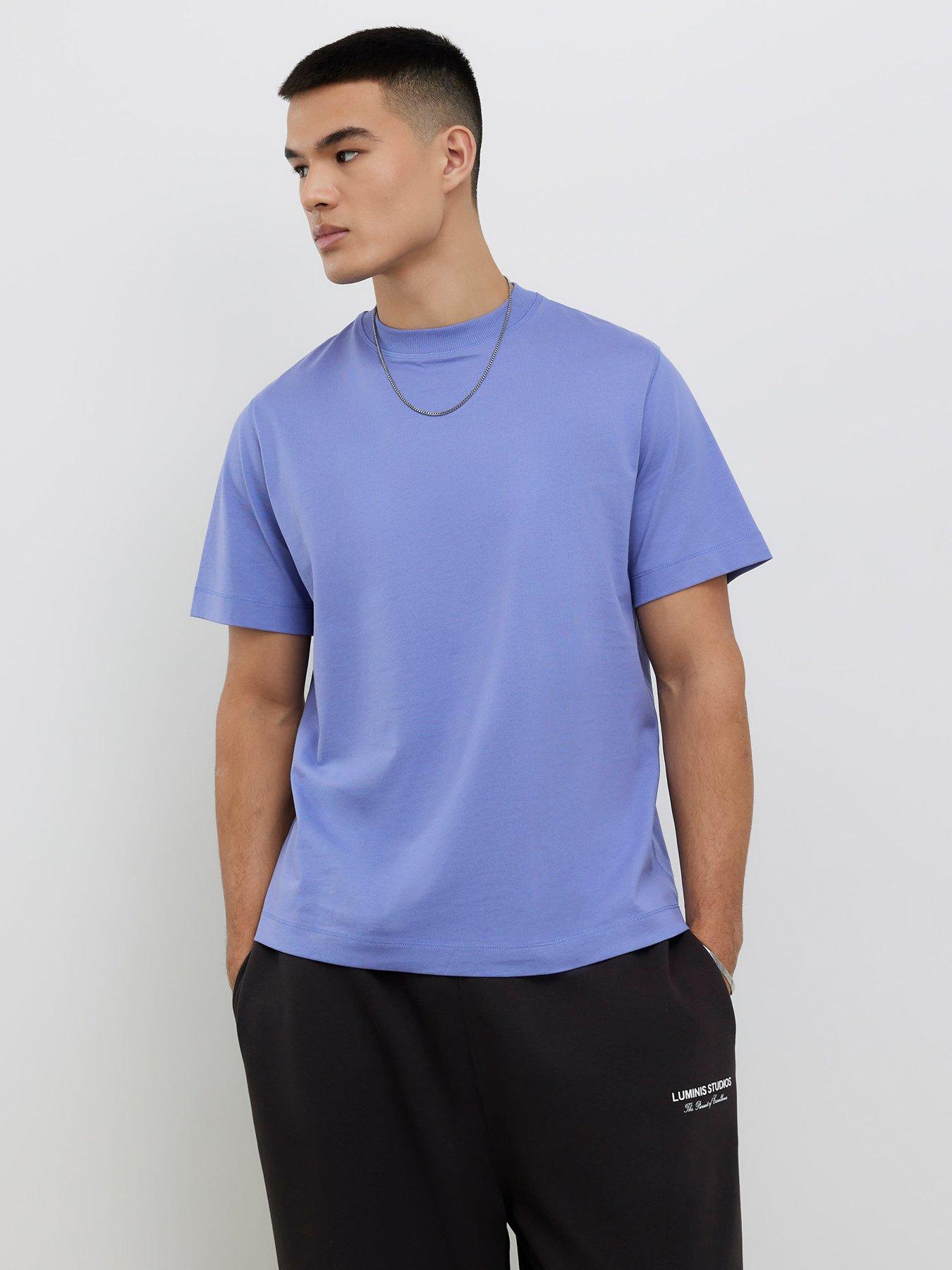 Image 1 of 4 of River Island Regular Essentials Short Sleeve T-Shirt - Blue