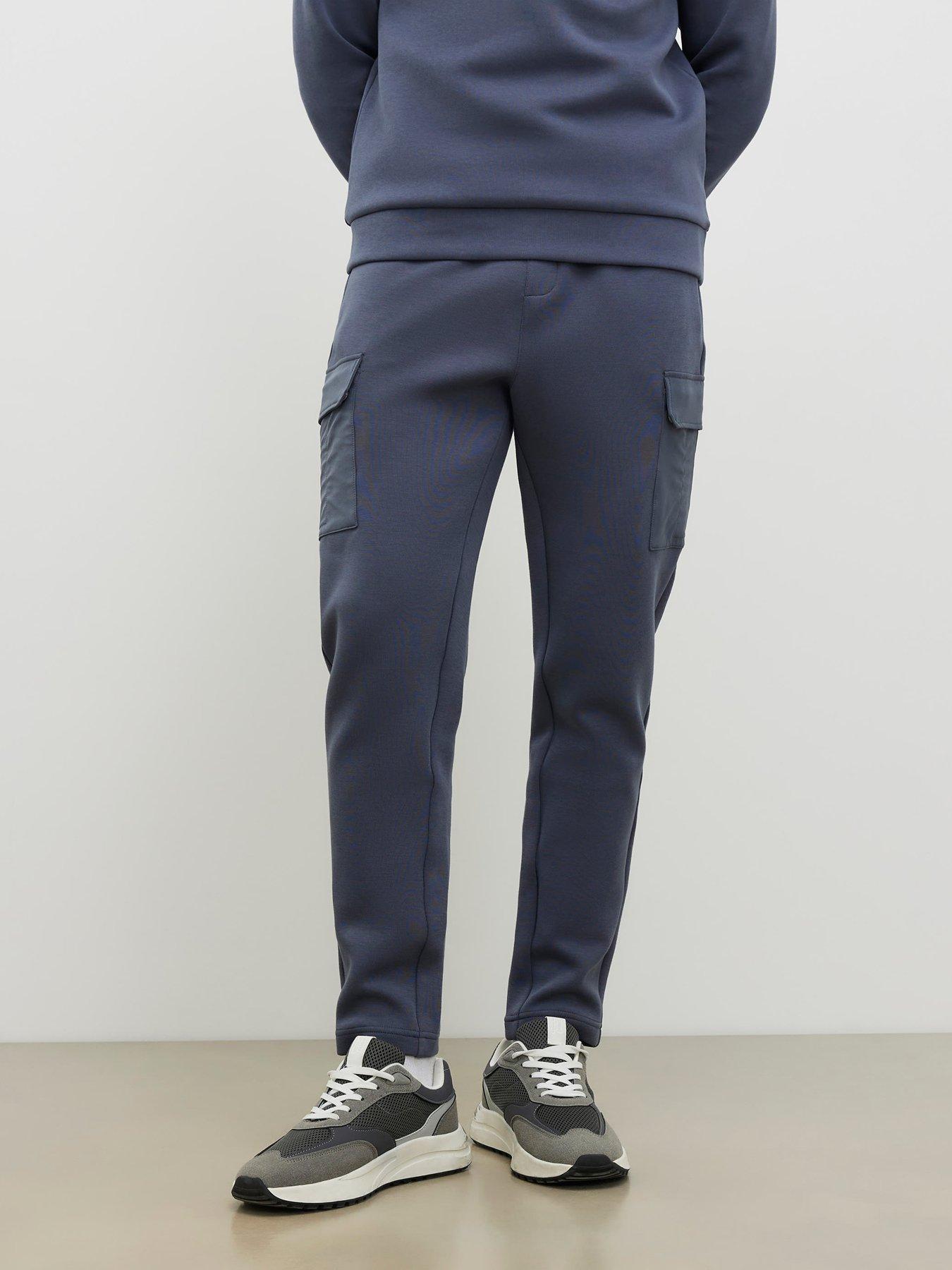 Image 1 of 4 of River Island Slim Nylon Pocket Joggers - Grey