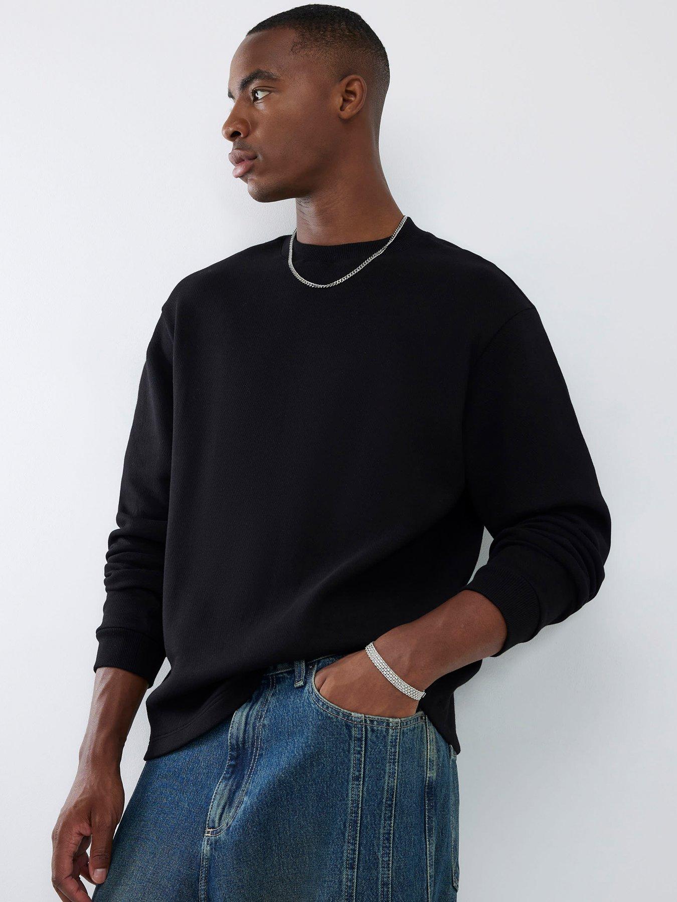 River Island Long Sleeve Regular Essentials Crew - Black