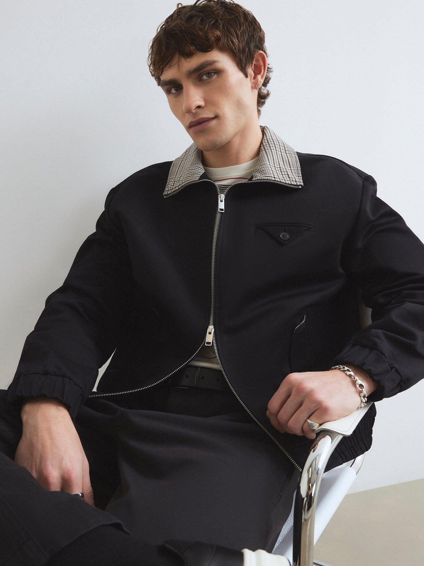 River Island Check Lined Harrington - Black