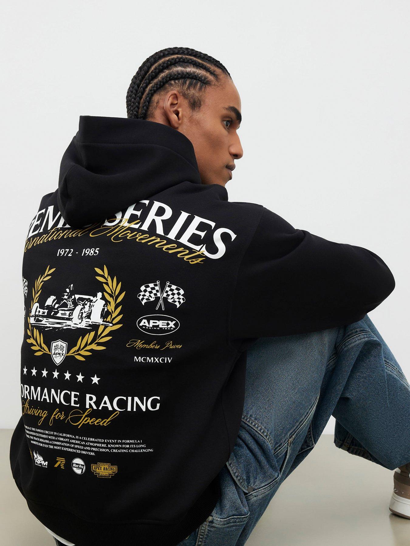 River Island Premio Series Racing Oversized Hoodie - Black