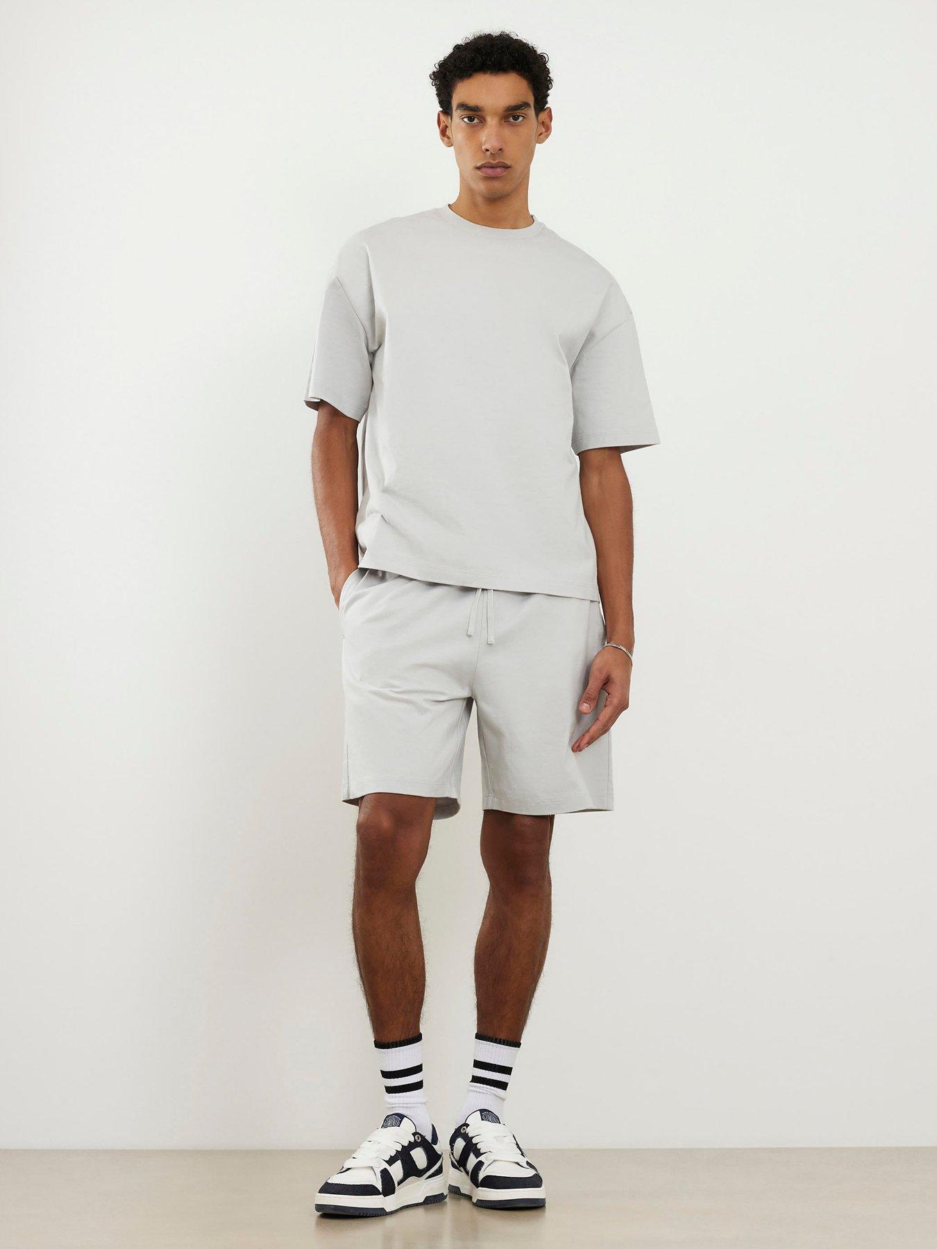 River Island Short Sleeve Boxy T-Shirt And Short Set - Grey
