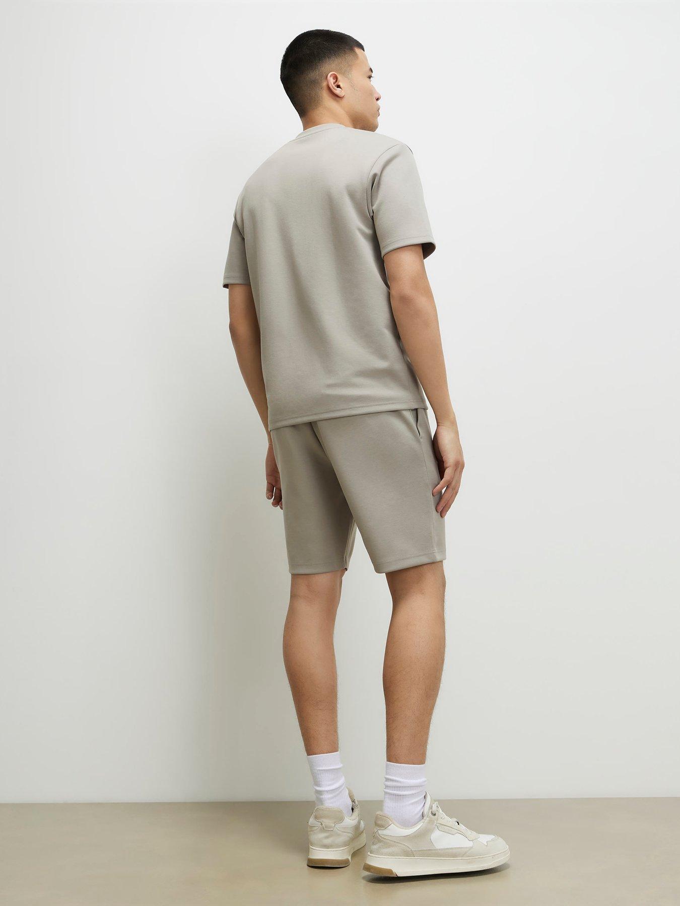 Image 2 of 6 of River Island Slim Bonded Interlock Shorts - Grey