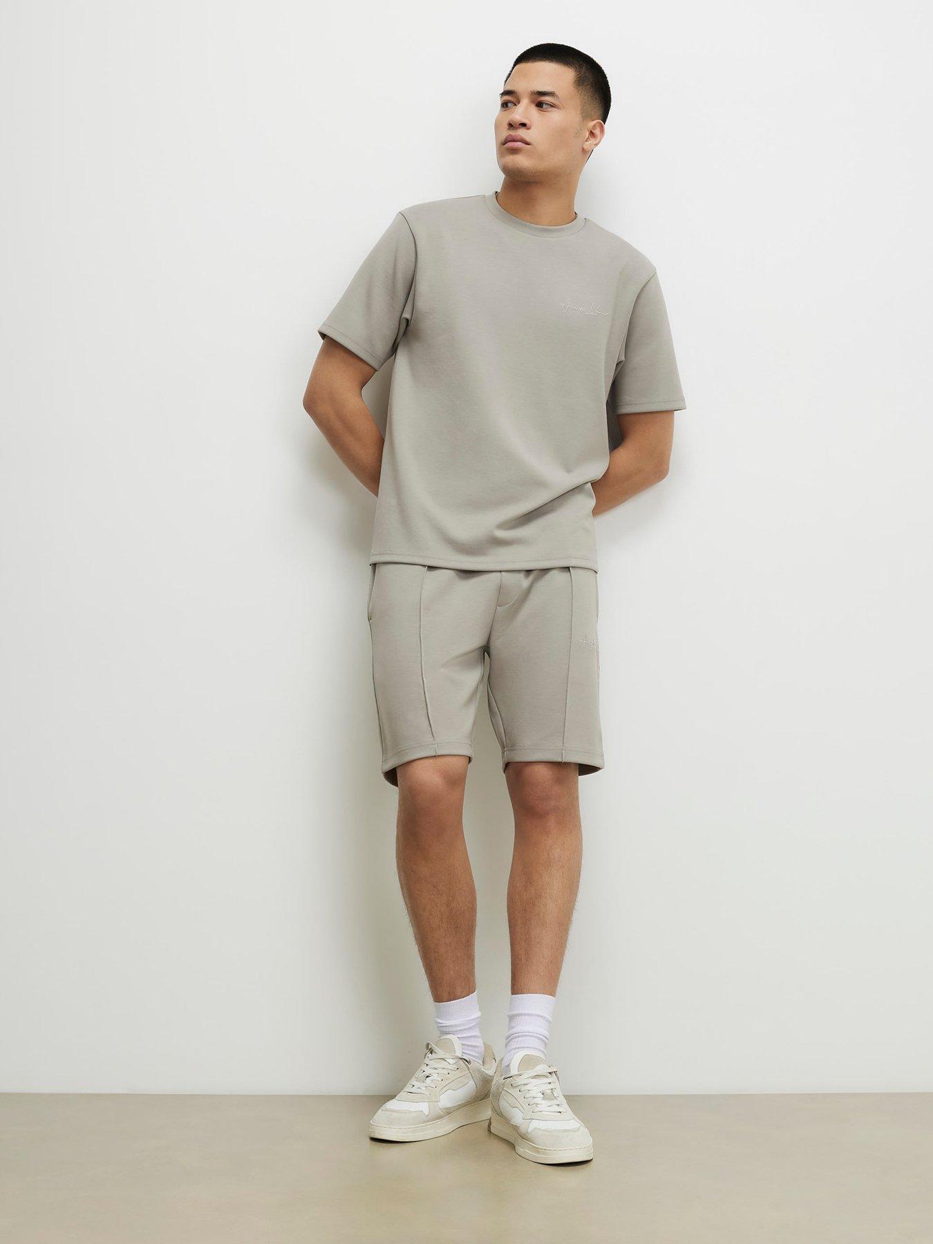 Image 3 of 6 of River Island Slim Bonded Interlock Shorts - Grey
