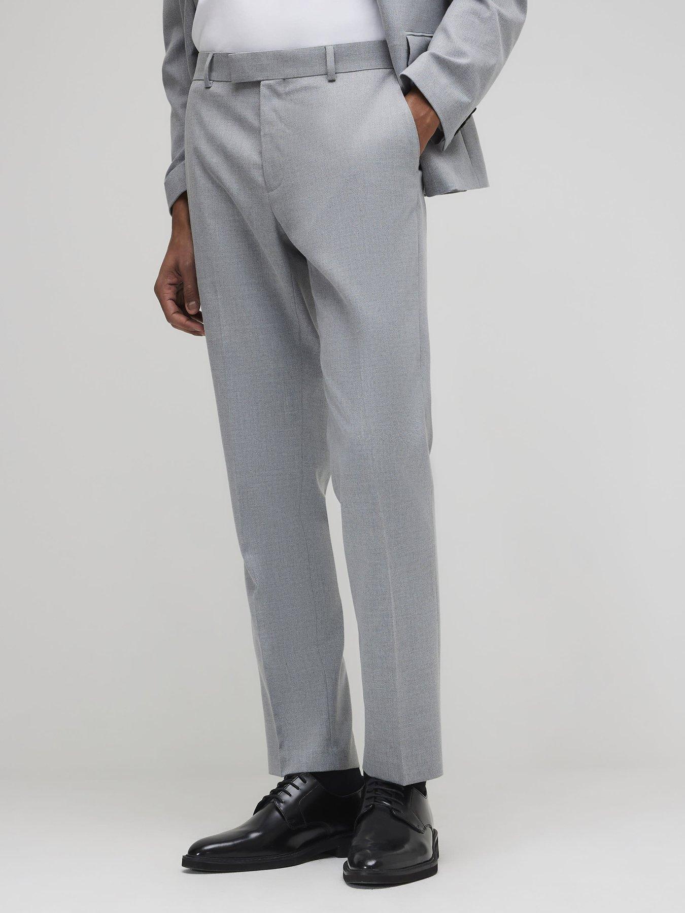 River Island: Slim Texture Suit Trouser - Grey