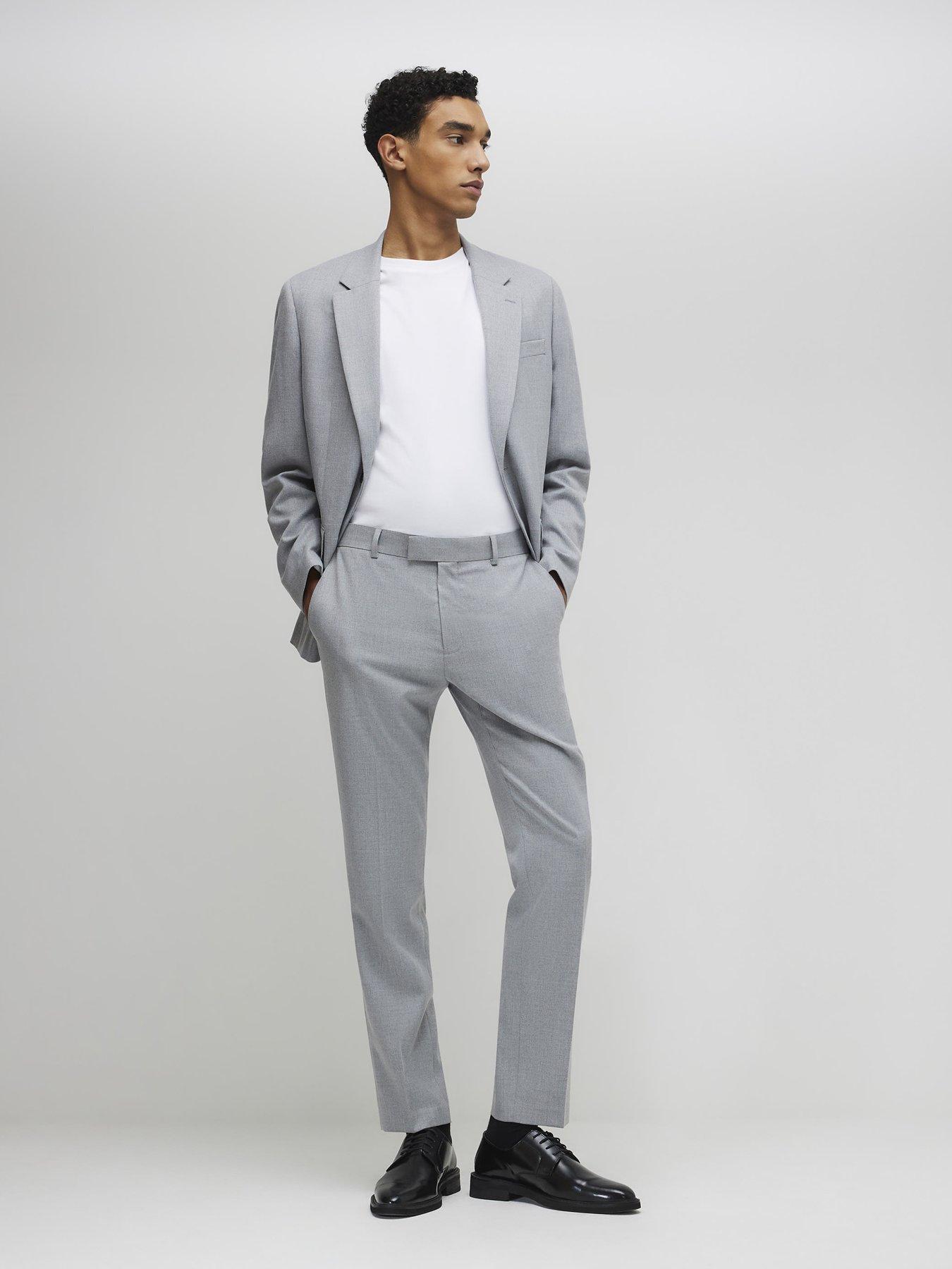 Image 3 of 4 of River Island Slim Texture Suit Trouser - Grey