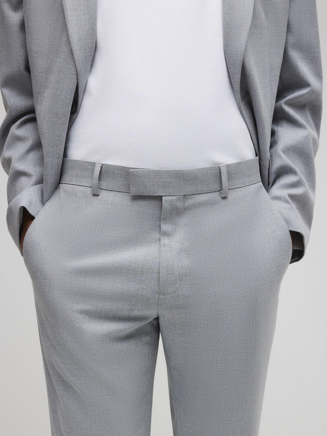 Image 4 of 4 of River Island Slim Texture Suit Trouser - Grey