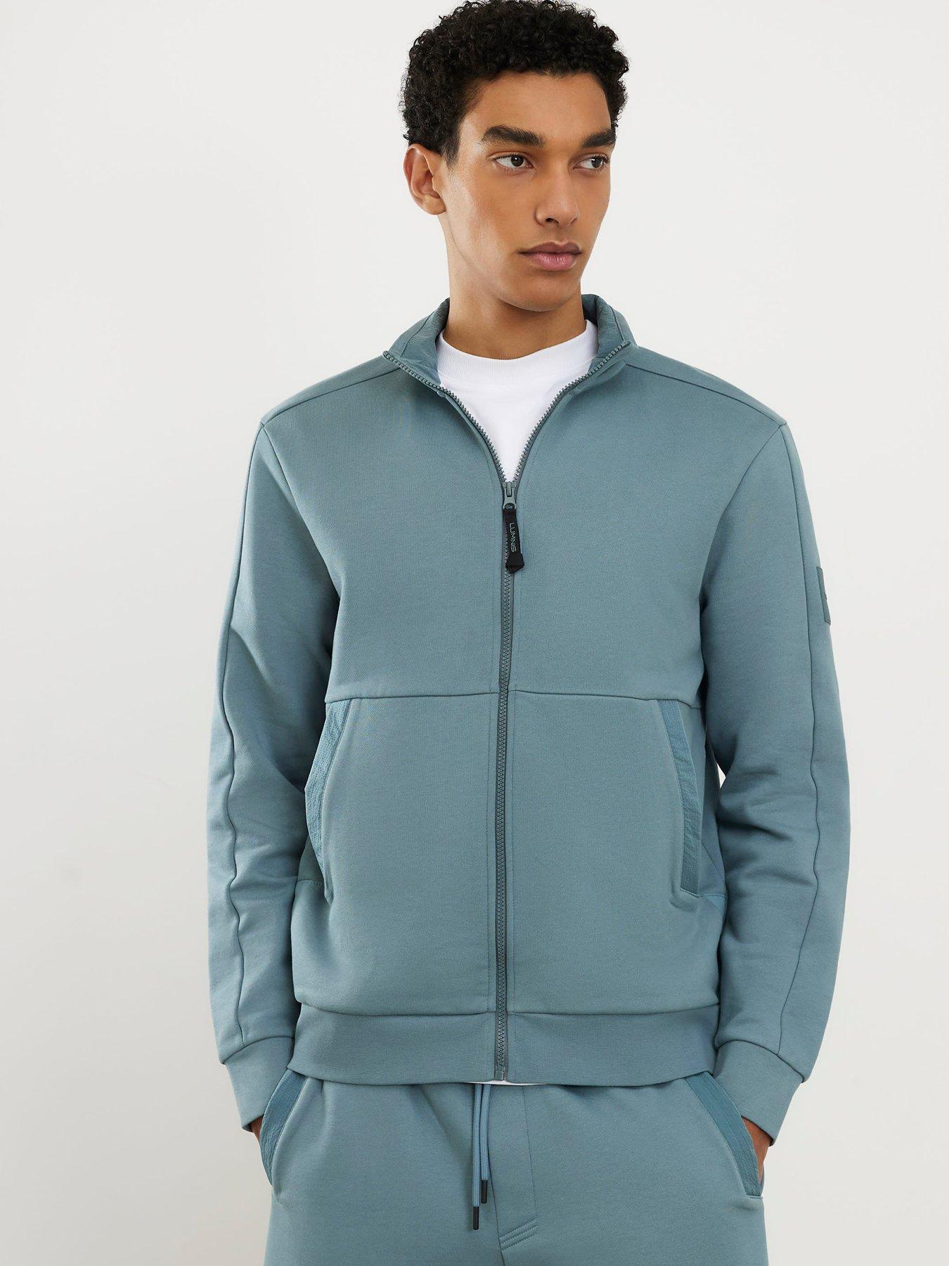 River Island Pinstripe Nylon Funnel Zip-Through Sweatshirt - Blue