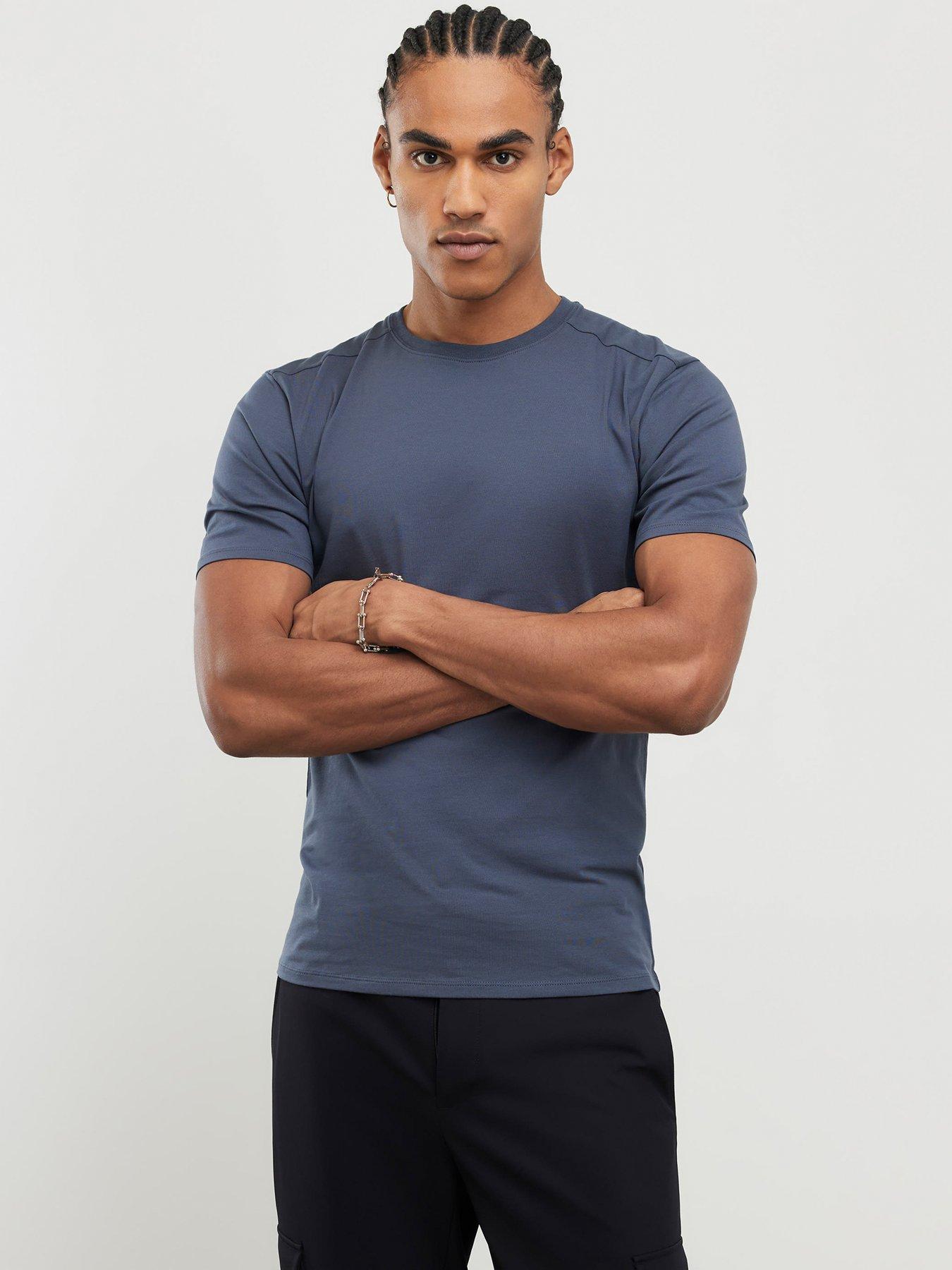 River Island Muscle Essentials Short Sleeve T-Shirt - Dark Blue