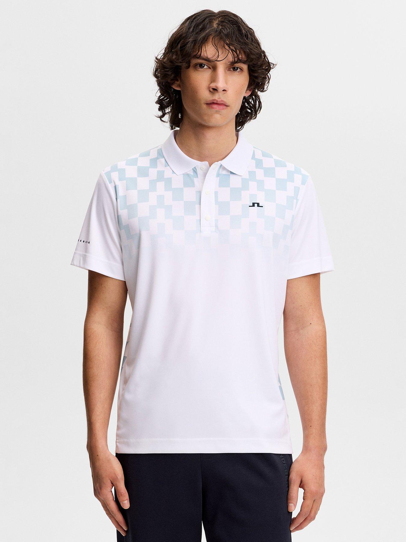 J LINDEBERG Mens Golf Finn Print Polo - White