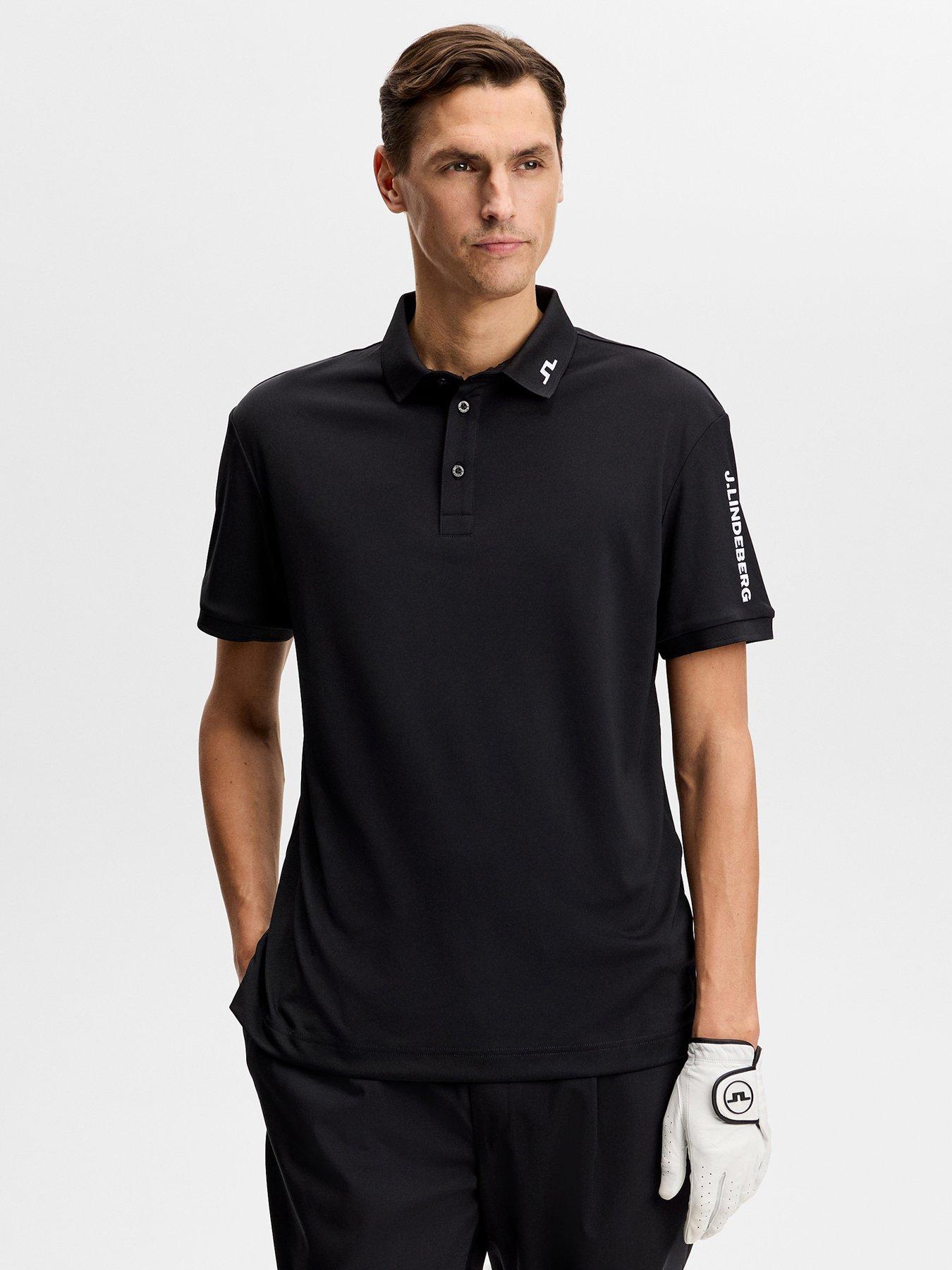 J Lindeberg Mens Golf Tour Tech Polo - Black