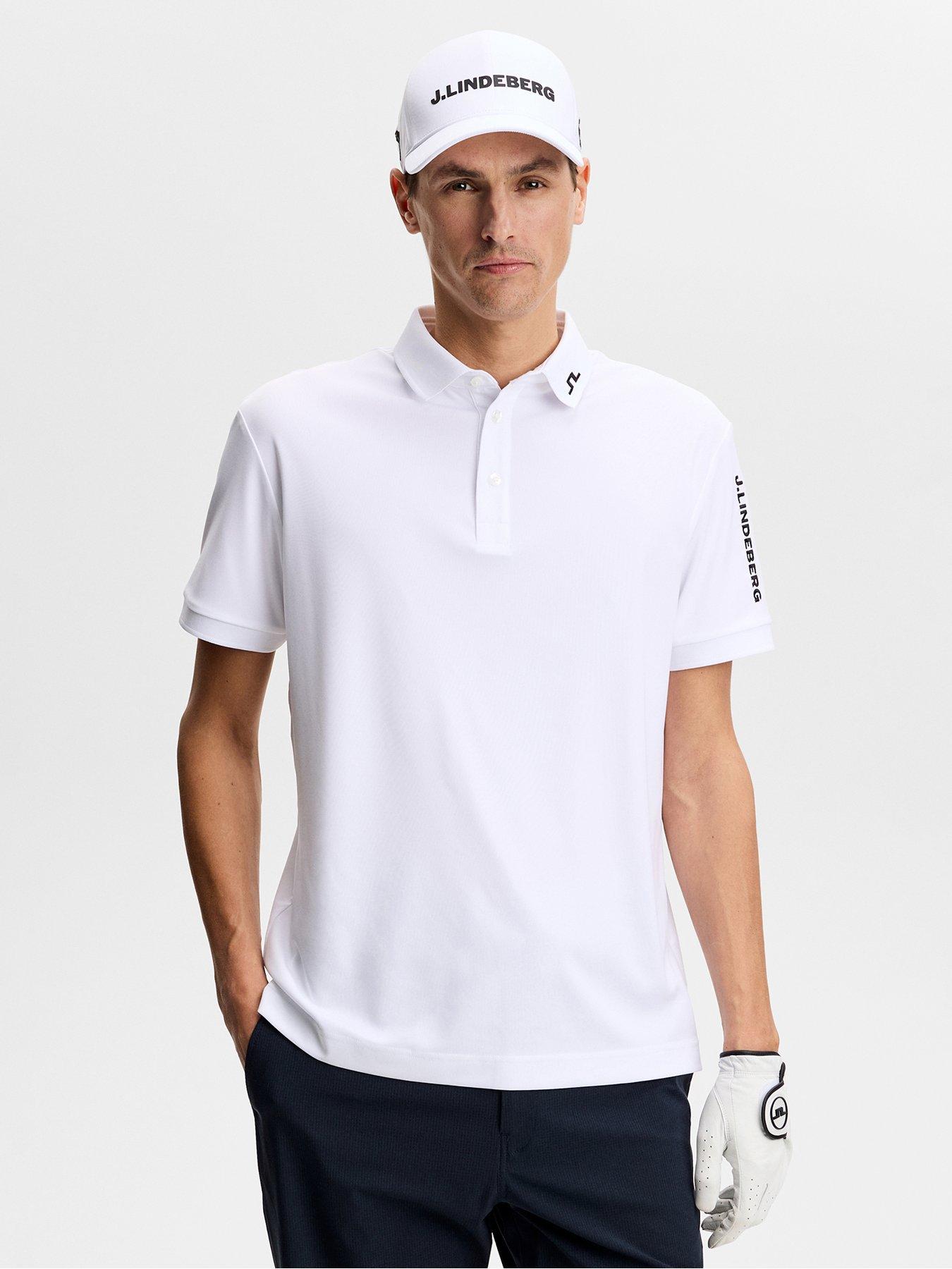 J Lindeberg Mens Golf Tour Tech Polo - White