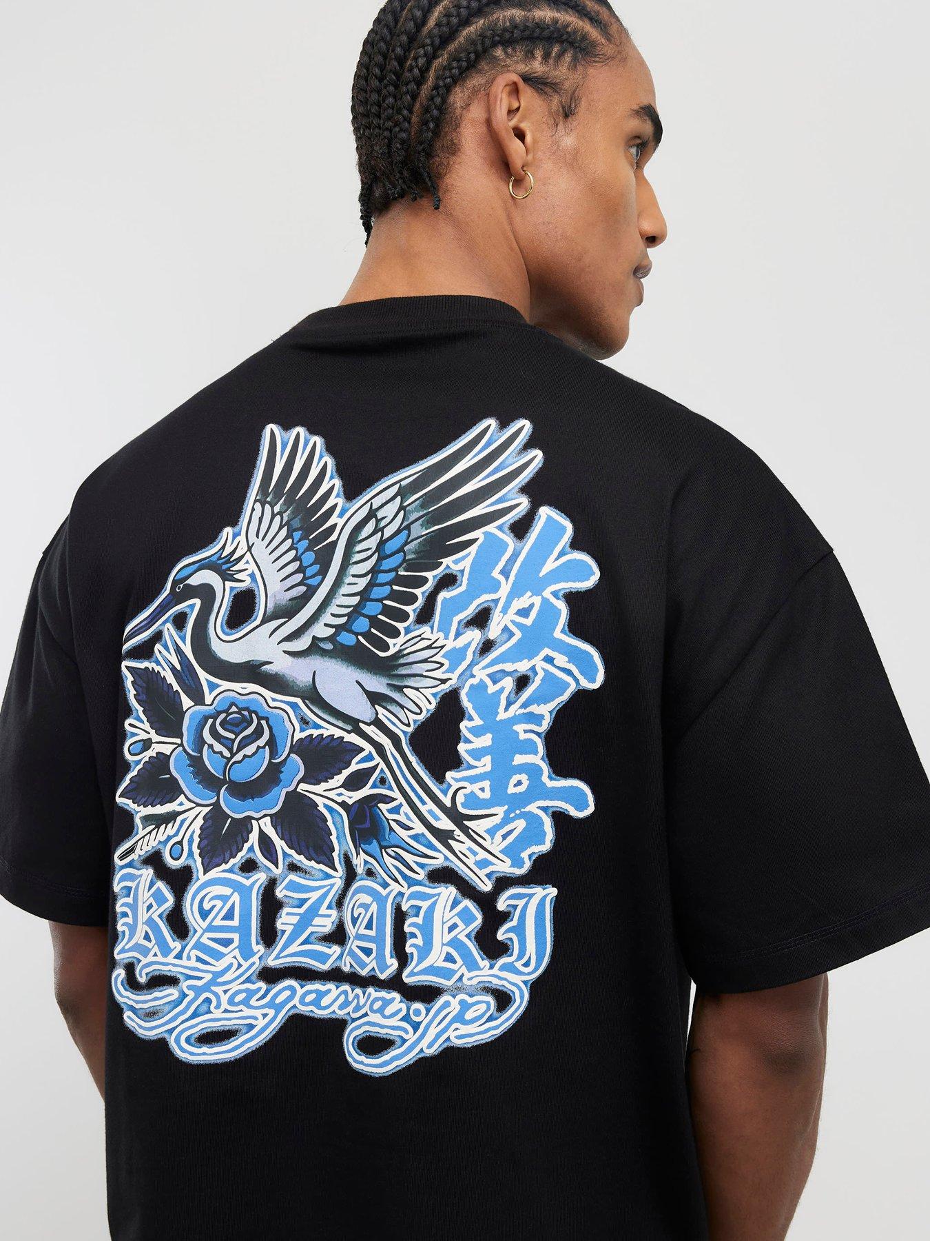 River Island Kazaki Crane Short Sleeve T-Shirt - Black