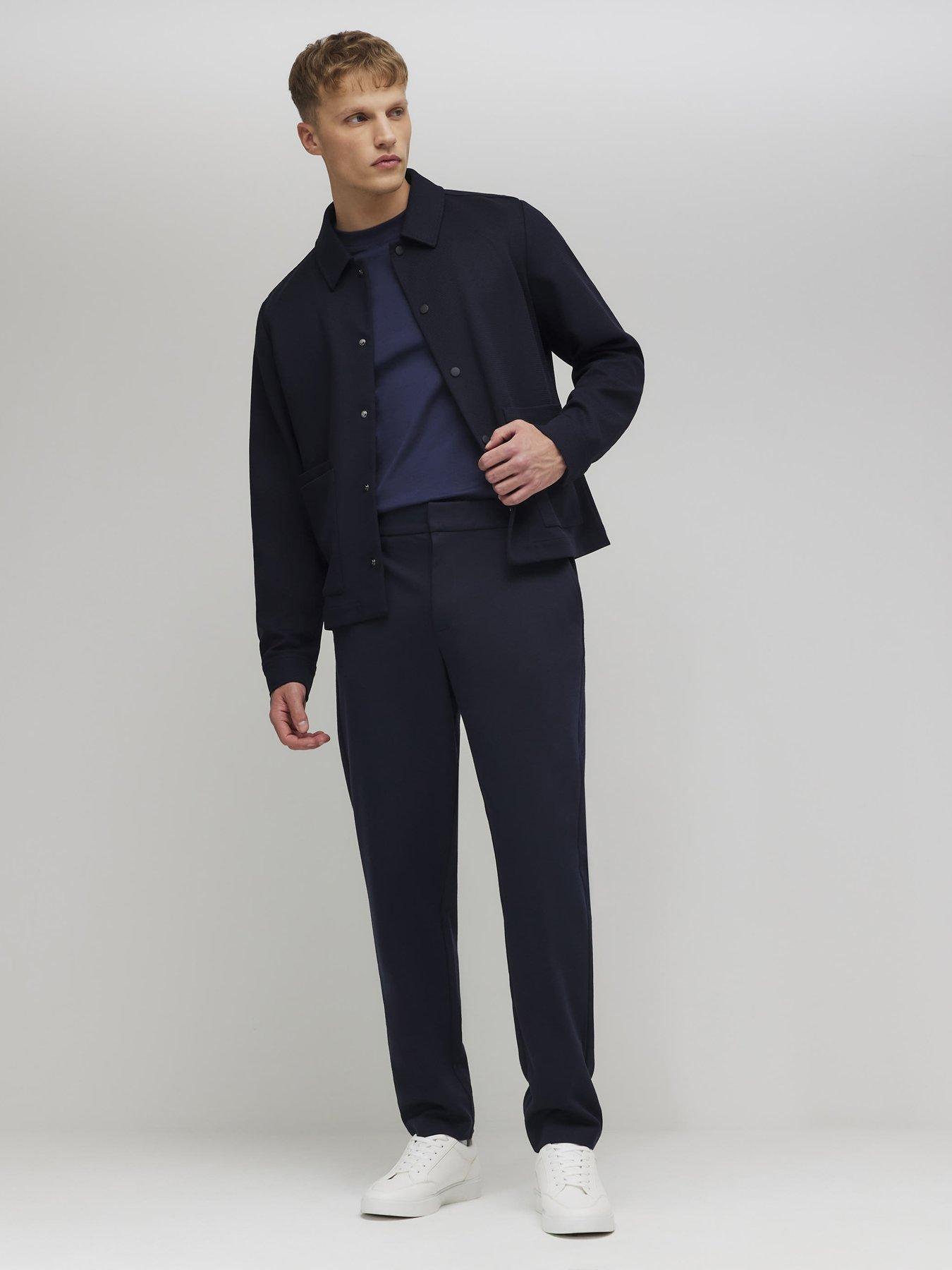 Image 3 of 5 of River Island Textured Slim Trousers - Navy