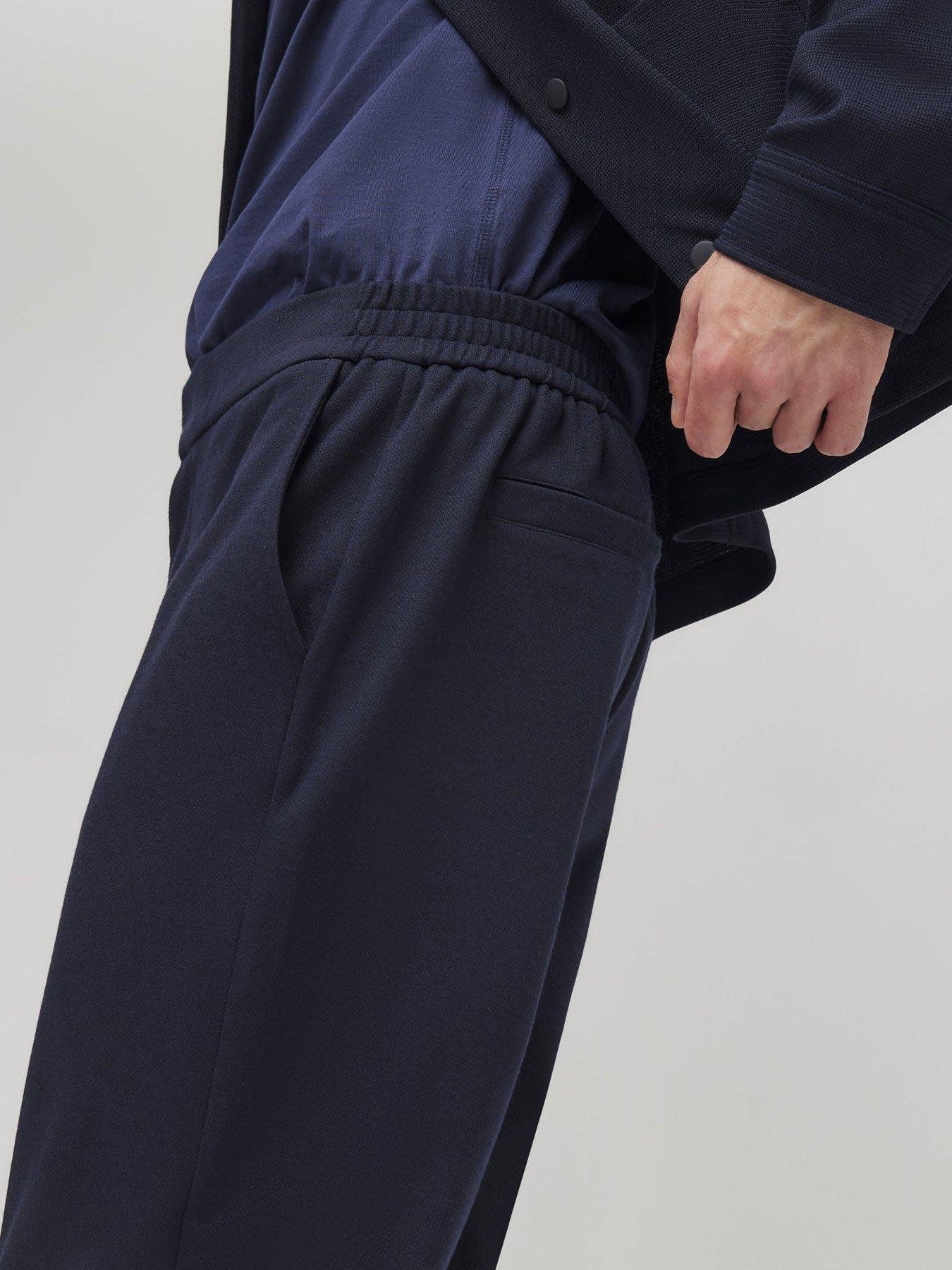 Image 4 of 5 of River Island Textured Slim Trousers - Navy
