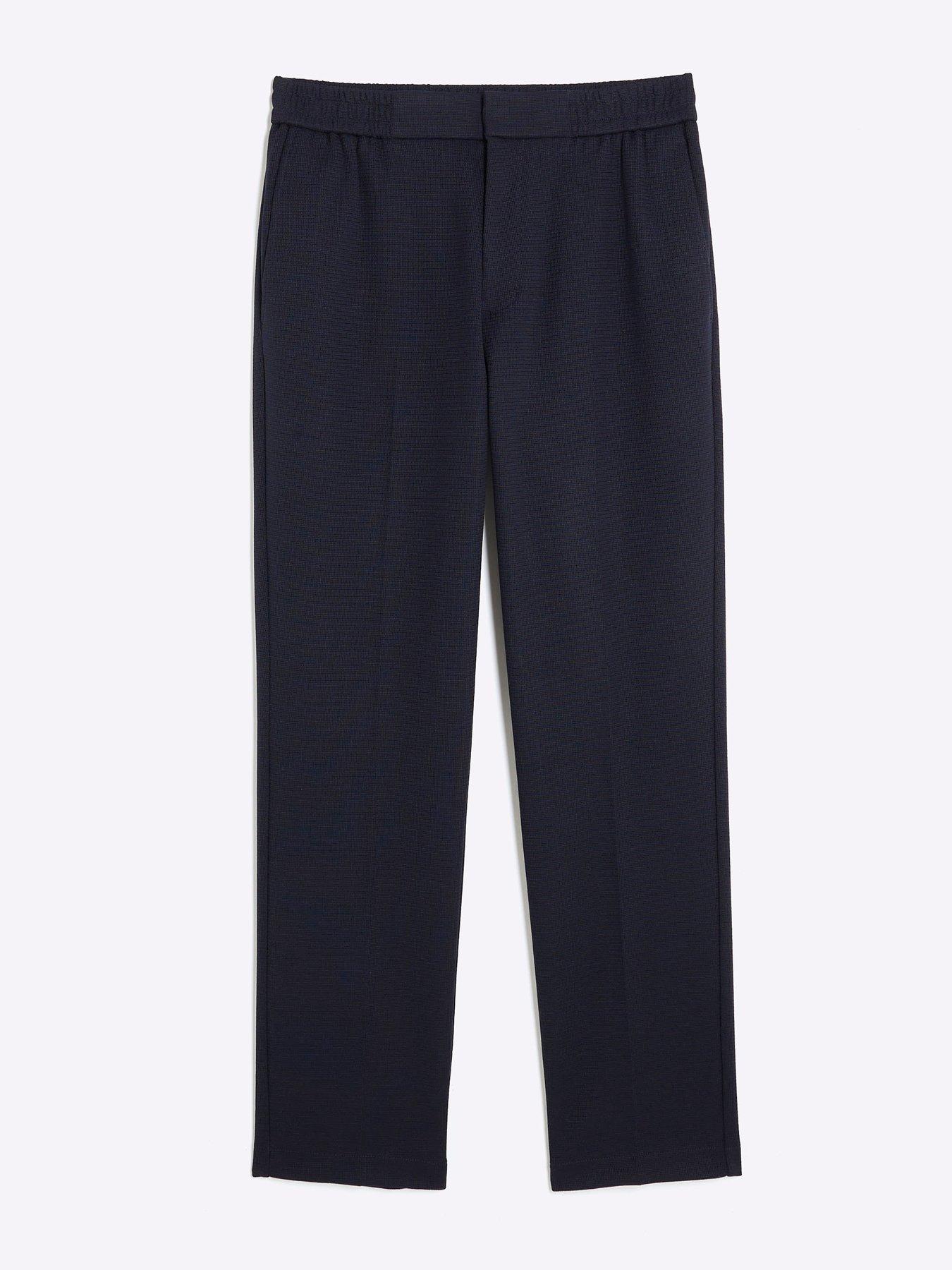 Image 5 of 5 of River Island Textured Slim Trousers - Navy