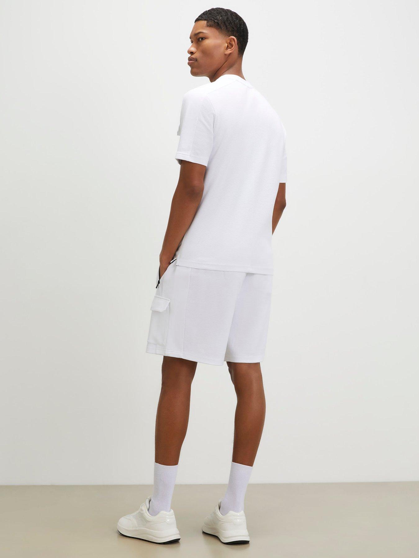 Image 2 of 4 of River Island Reg Waffle Luminis Cargo Shorts - White