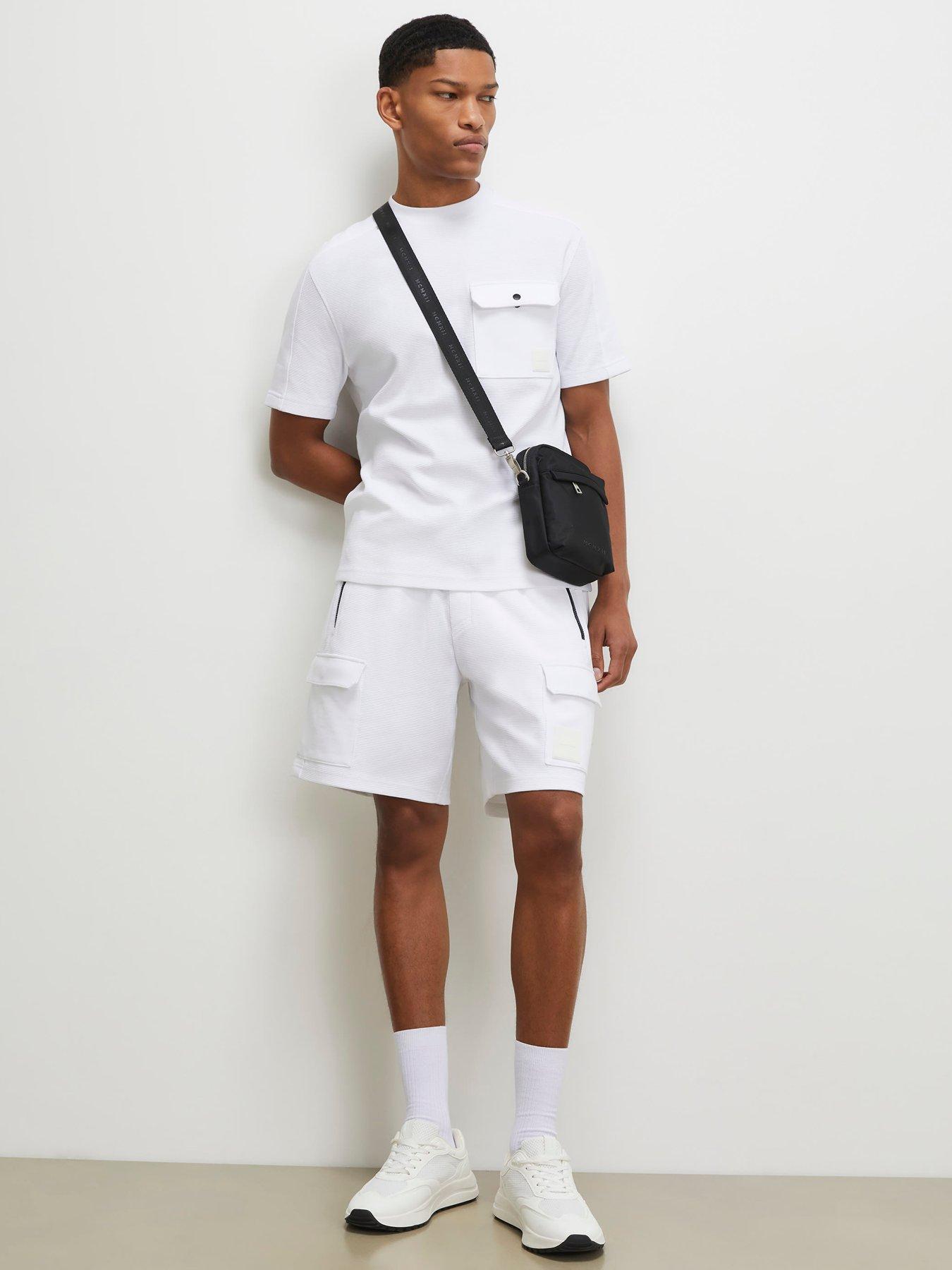 Image 3 of 4 of River Island Reg Waffle Luminis Cargo Shorts - White