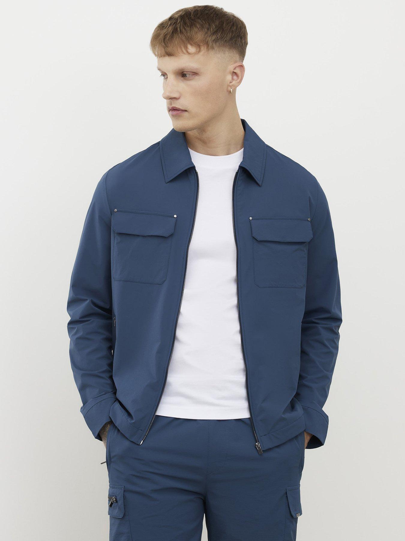 River Island Defined Muscle Fit Shacket - Blue